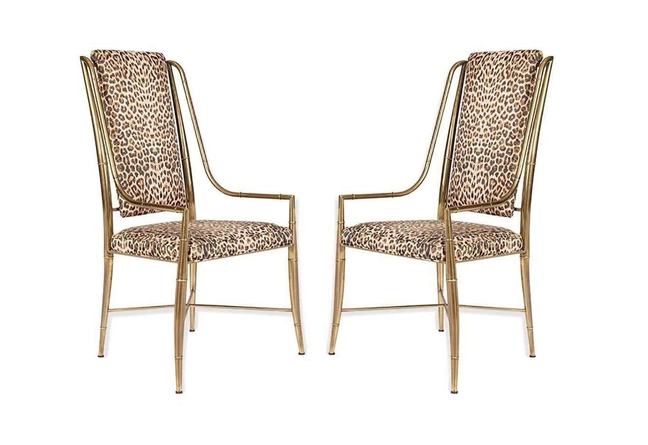 Gorgeous set of four solid brass faux bamboo dining chairs by Weiman/Warren Lloyd, Italy, circa 1975. The 