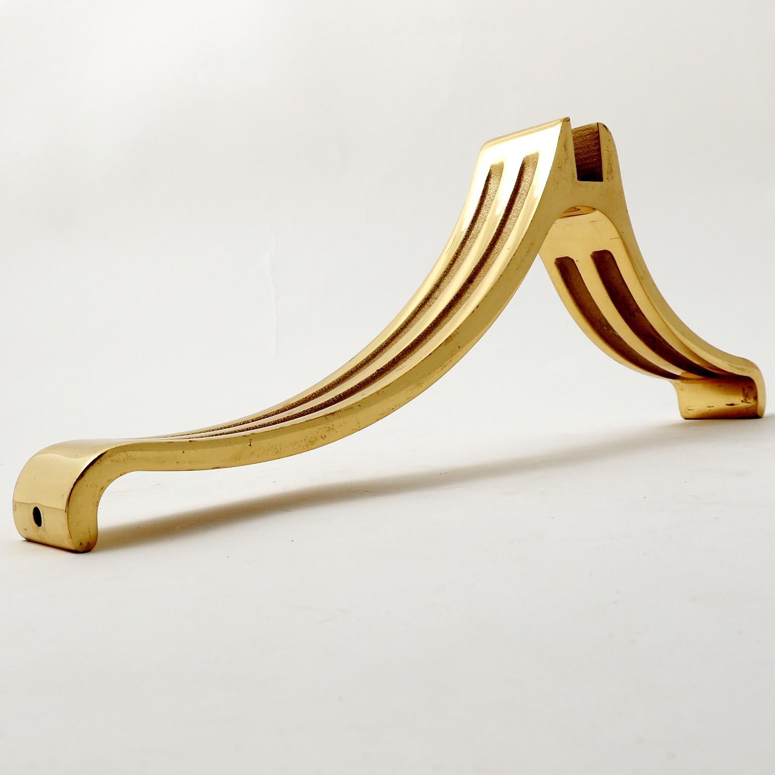 Polished Four Brass Legs for Table Mirror Bed Sideboard, circa 1970 For Sale