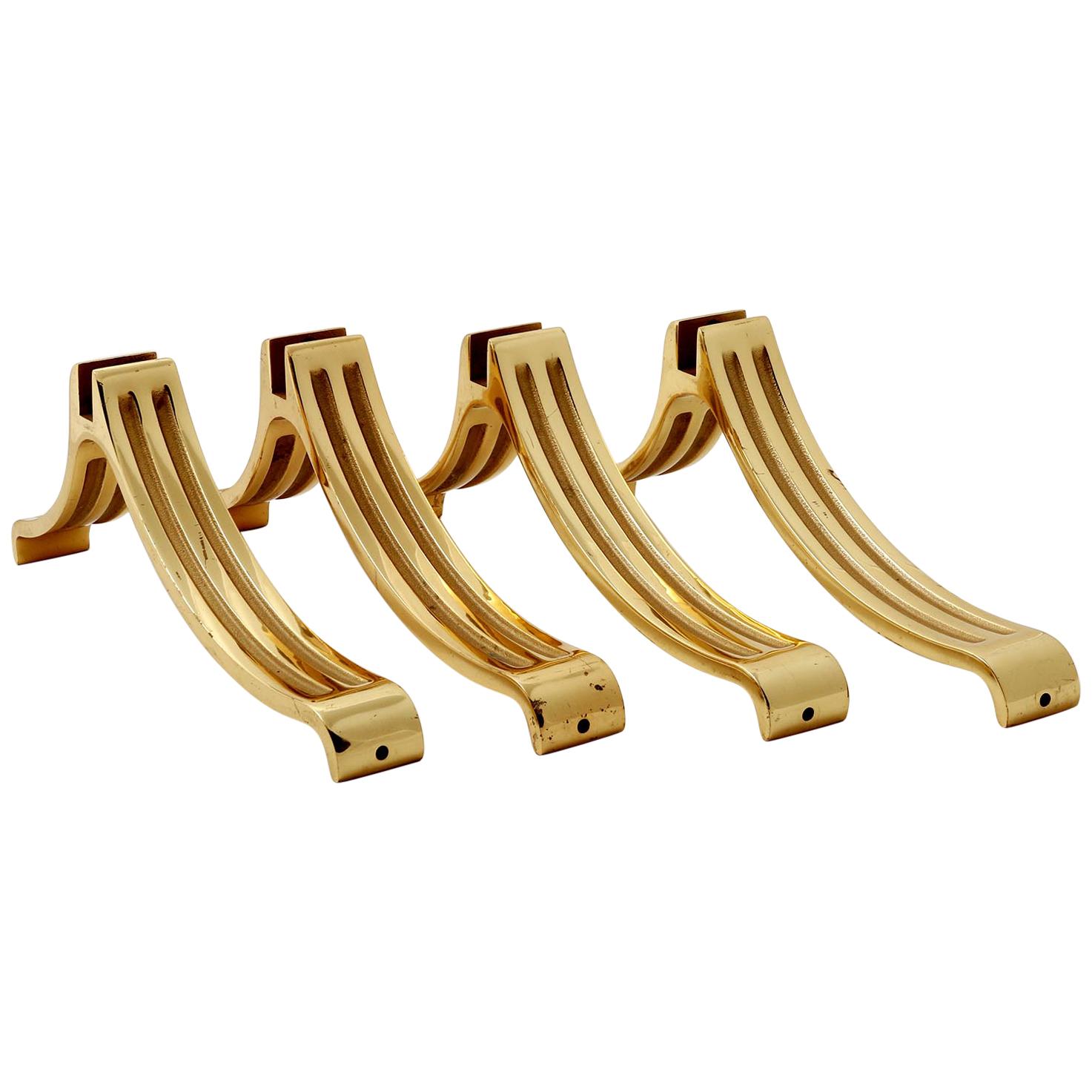 Four Brass Legs for Table Mirror Bed Sideboard, circa 1970 For Sale