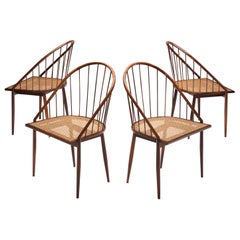 Four Brazilian Midcentury Dining Chairs by Joaquim Tenreiro, 1960s