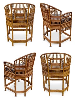 Four Brighton Pavilion Style Bamboo Chairs by Thomasville Hollywood Regency