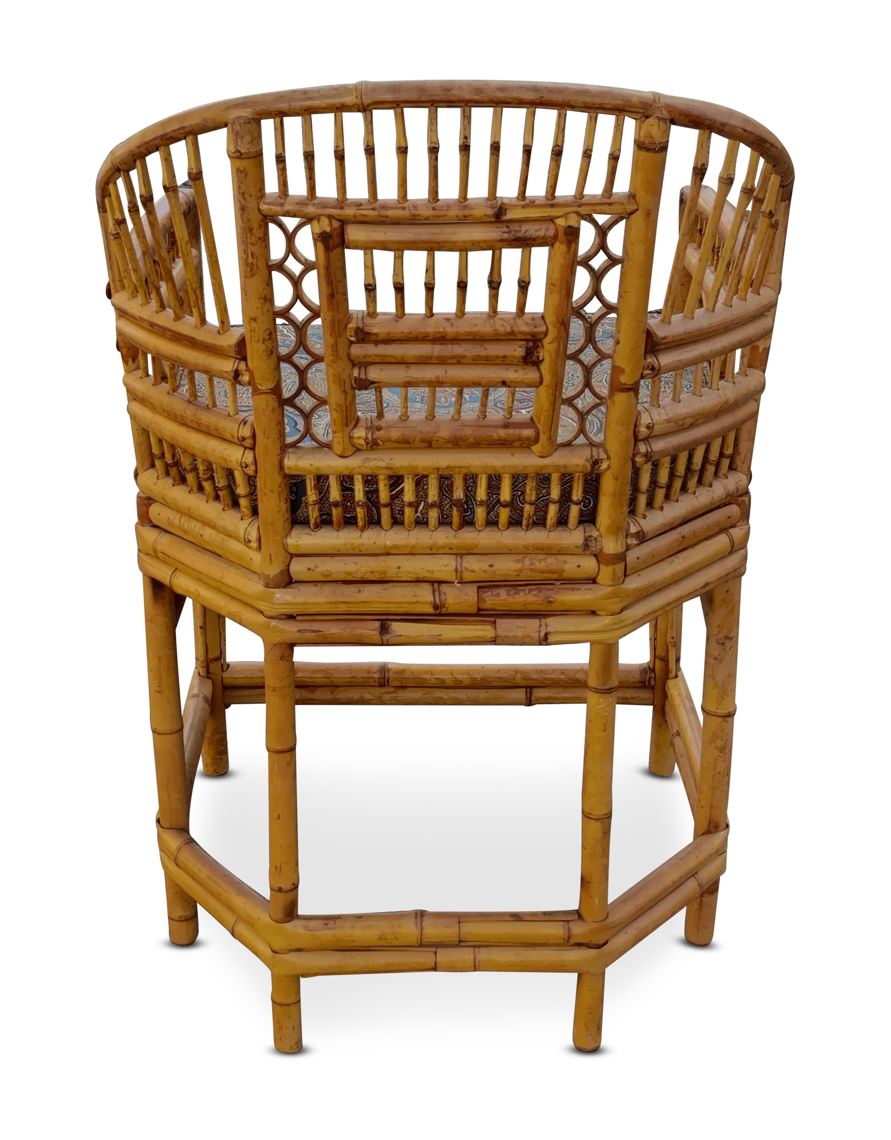 Four Brighton Pavilion Style Bamboo Chairs by Thomasville Hollywood Regency In Good Condition In Philadelphia, PA
