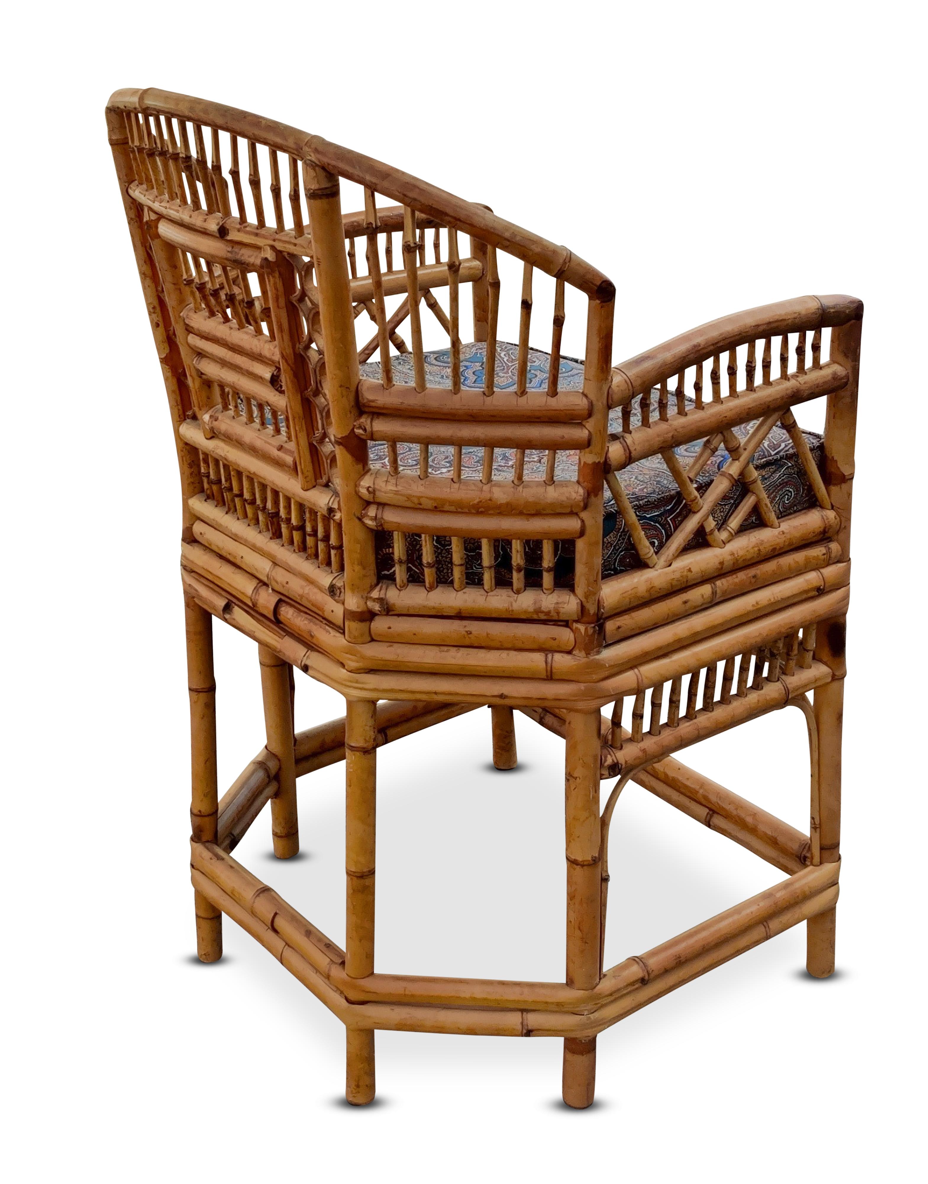 Late 20th Century Four Brighton Pavilion Style Bamboo Chairs by Thomasville Hollywood Regency