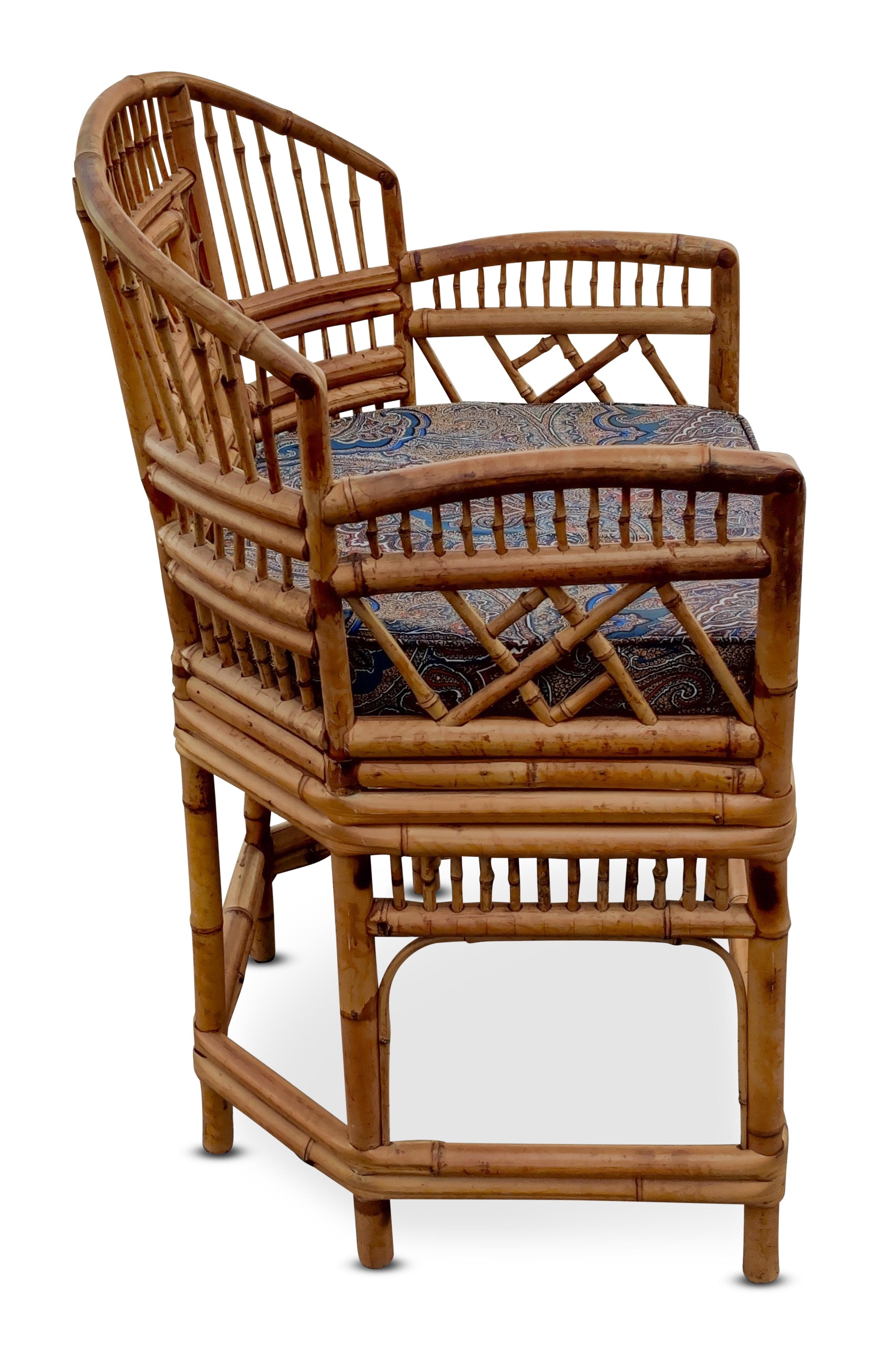Upholstery Four Brighton Pavilion Style Bamboo Chairs by Thomasville Hollywood Regency