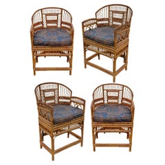 Quatre chaises en bambou de style pavillon de Brighton par Thomasville Hollywood Regency 