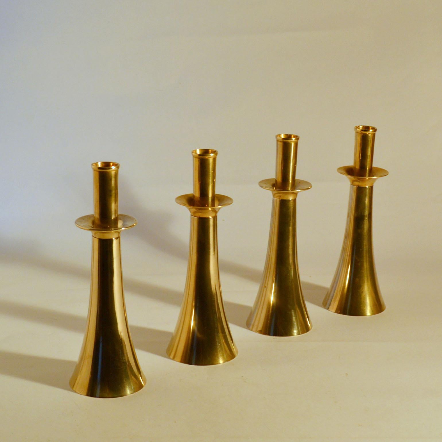 Danish Four Scandinavian Modern Bronze 1960's Candle Holders by Harald Quistgaard