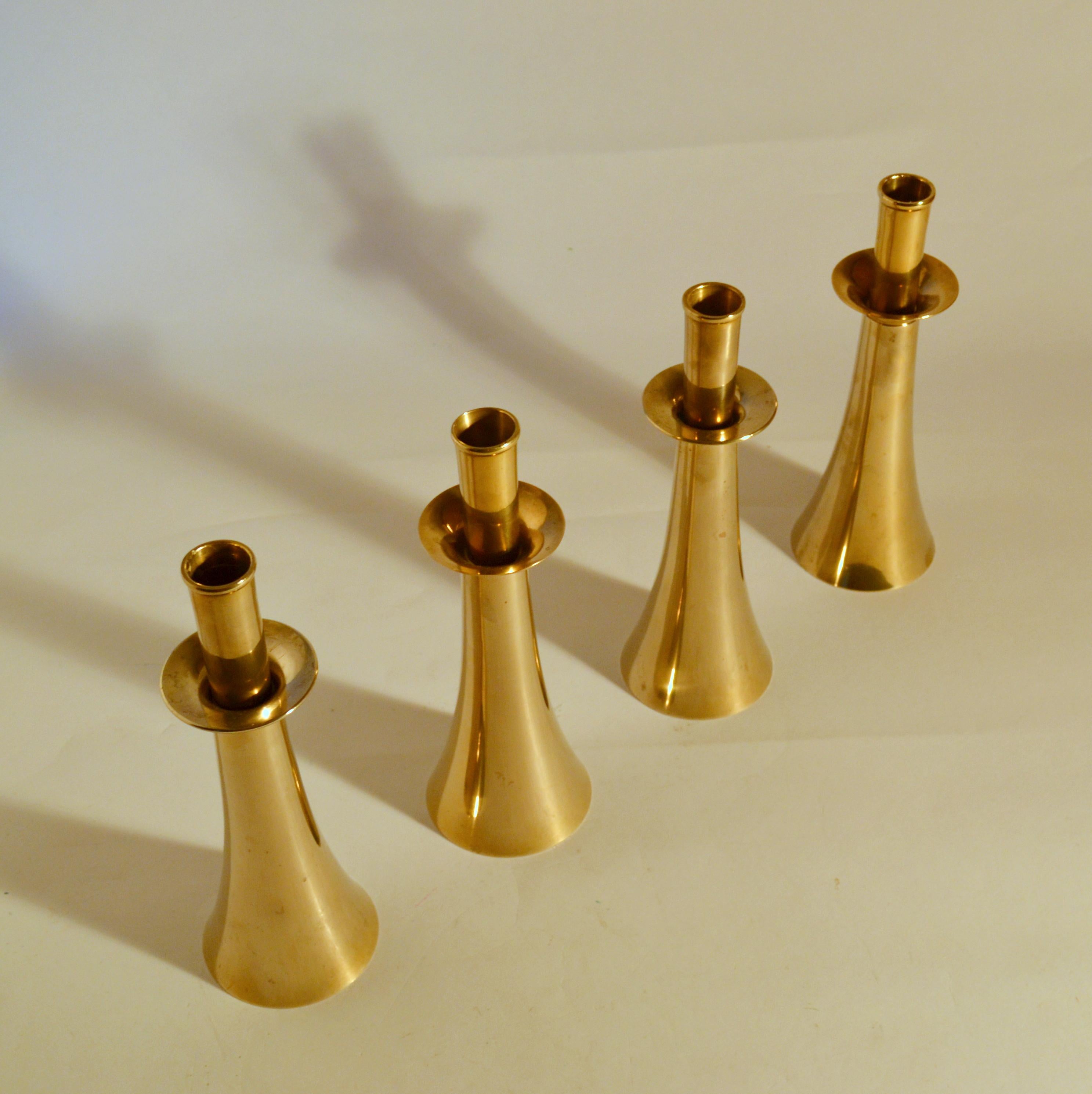 Four Scandinavian Modern Bronze 1960's Candle Holders by Harald Quistgaard In Excellent Condition In London, GB