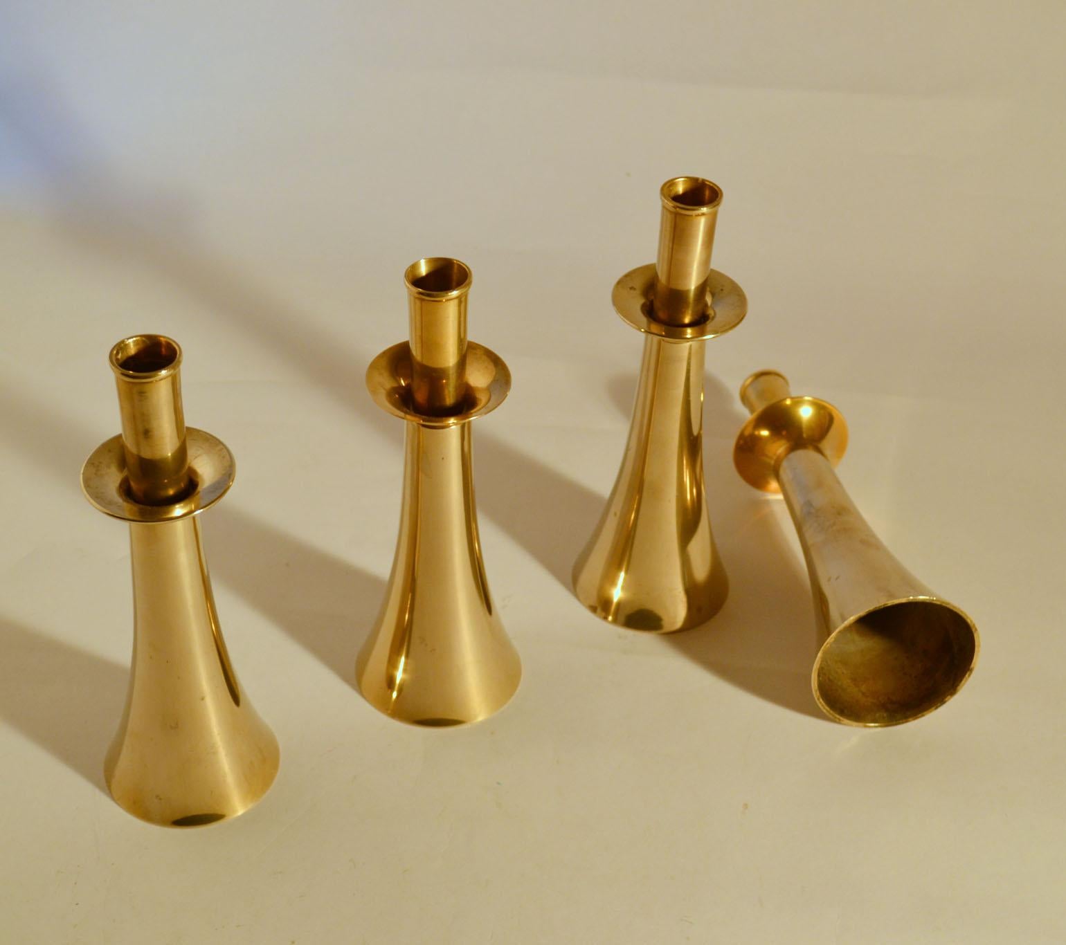 20th Century Four Scandinavian Modern Bronze 1960's Candle Holders by Harald Quistgaard 
