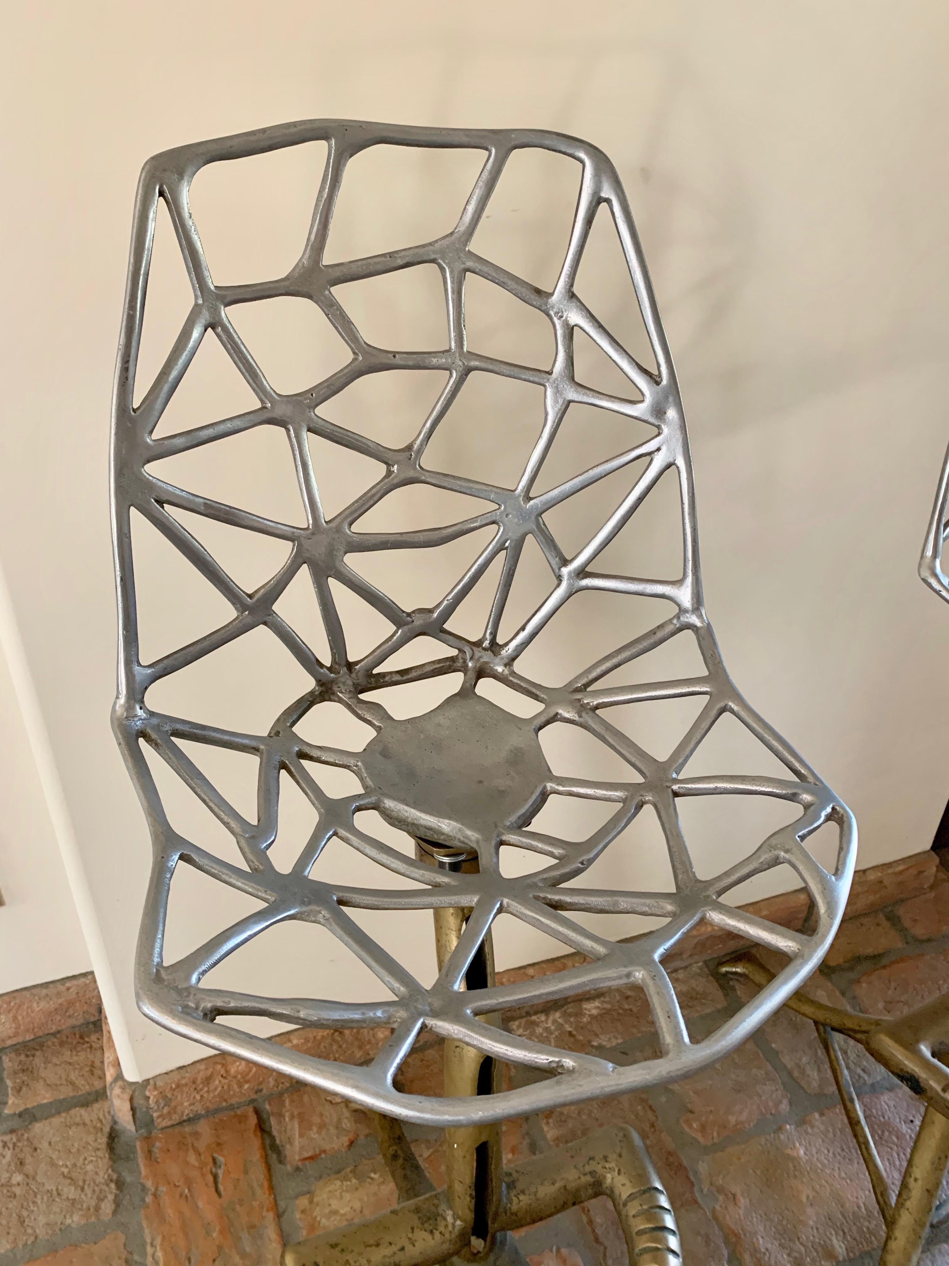 Four Bronze and Aluminum Barstools In Good Condition In Los Angeles, CA