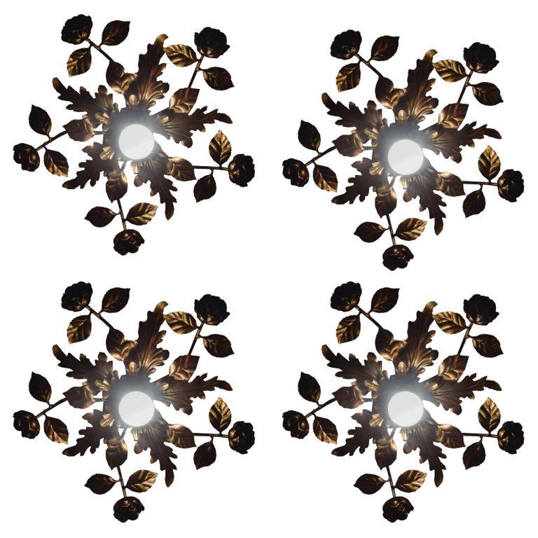 Four Bronze ceiling lights in the style of Louis XV For Sale at 1stDibs