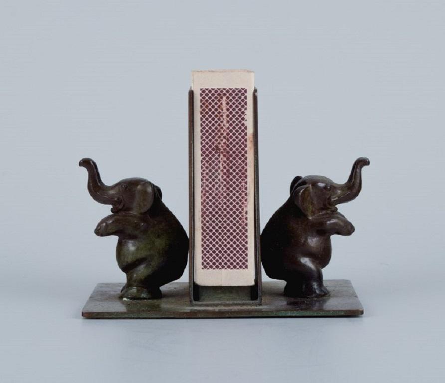 Four Bronzes: a Piggy Bank, Calendar, Matchbox Holder and a Place Card Holder In Good Condition For Sale In Copenhagen, DK