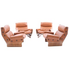 Four Canada Lounge Chairs by Osvaldo Borsani in Rosewood, Tecno, circa 1965