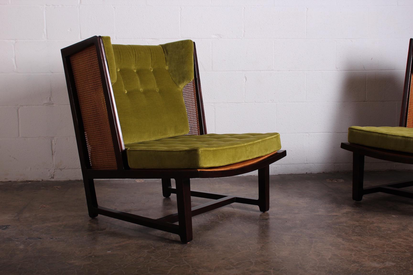 Four Cane Back Wing Chairs by Edward Wormley for Dunbar 3