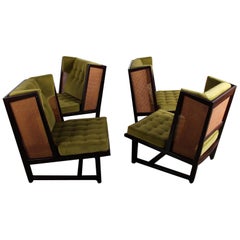 Vintage Four Cane Back Wing Chairs by Edward Wormley for Dunbar