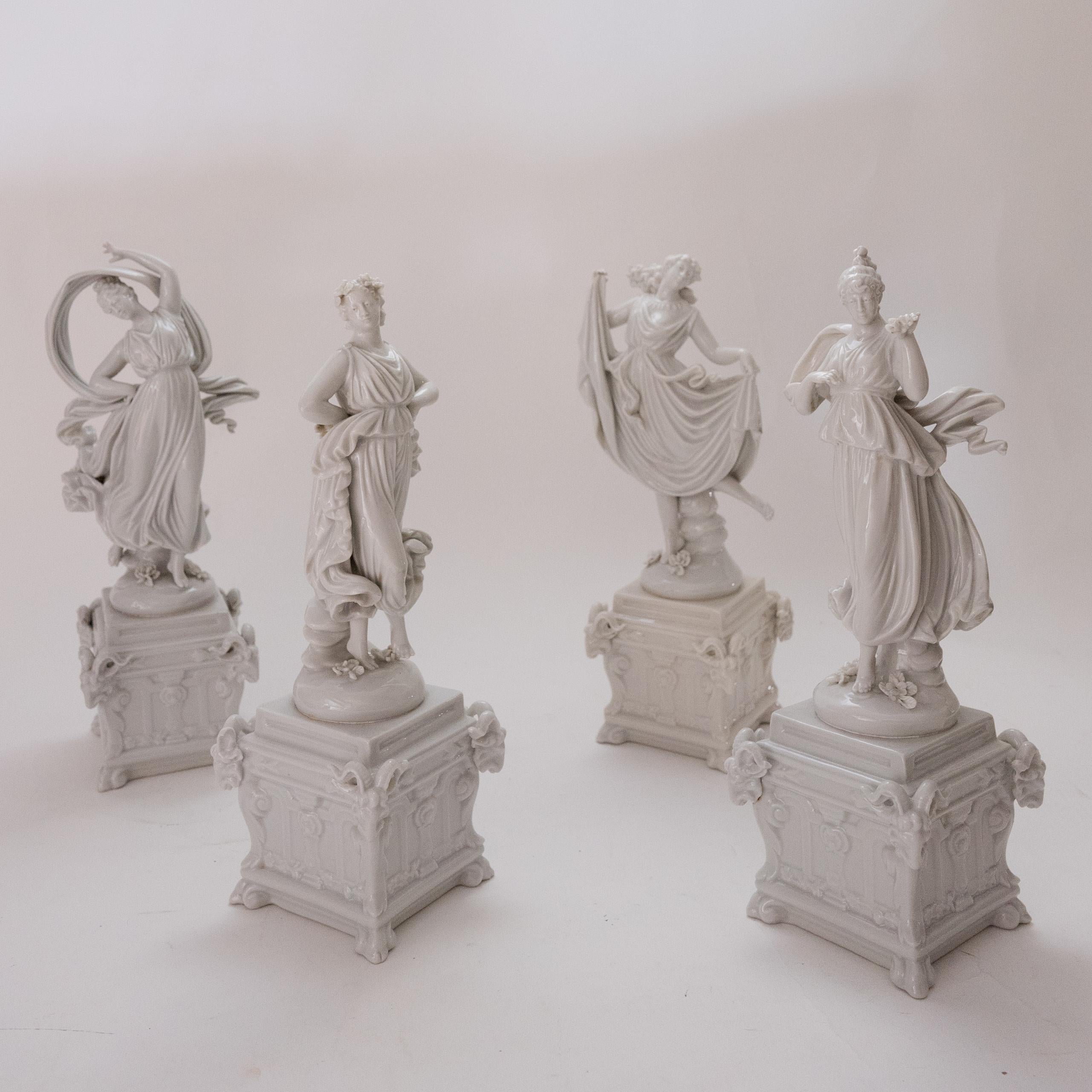Four Capo Di Monte Porcelain Figurines, Blanc de Chine, Antique, Circa 1900 3