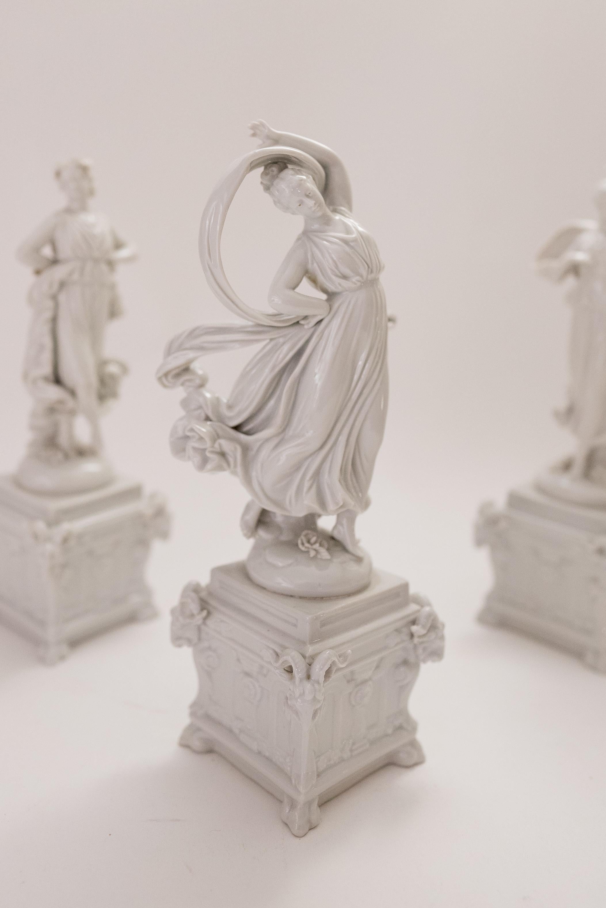 Late 19th Century Four Capo Di Monte Porcelain Figurines, Blanc de Chine, Antique, Circa 1900