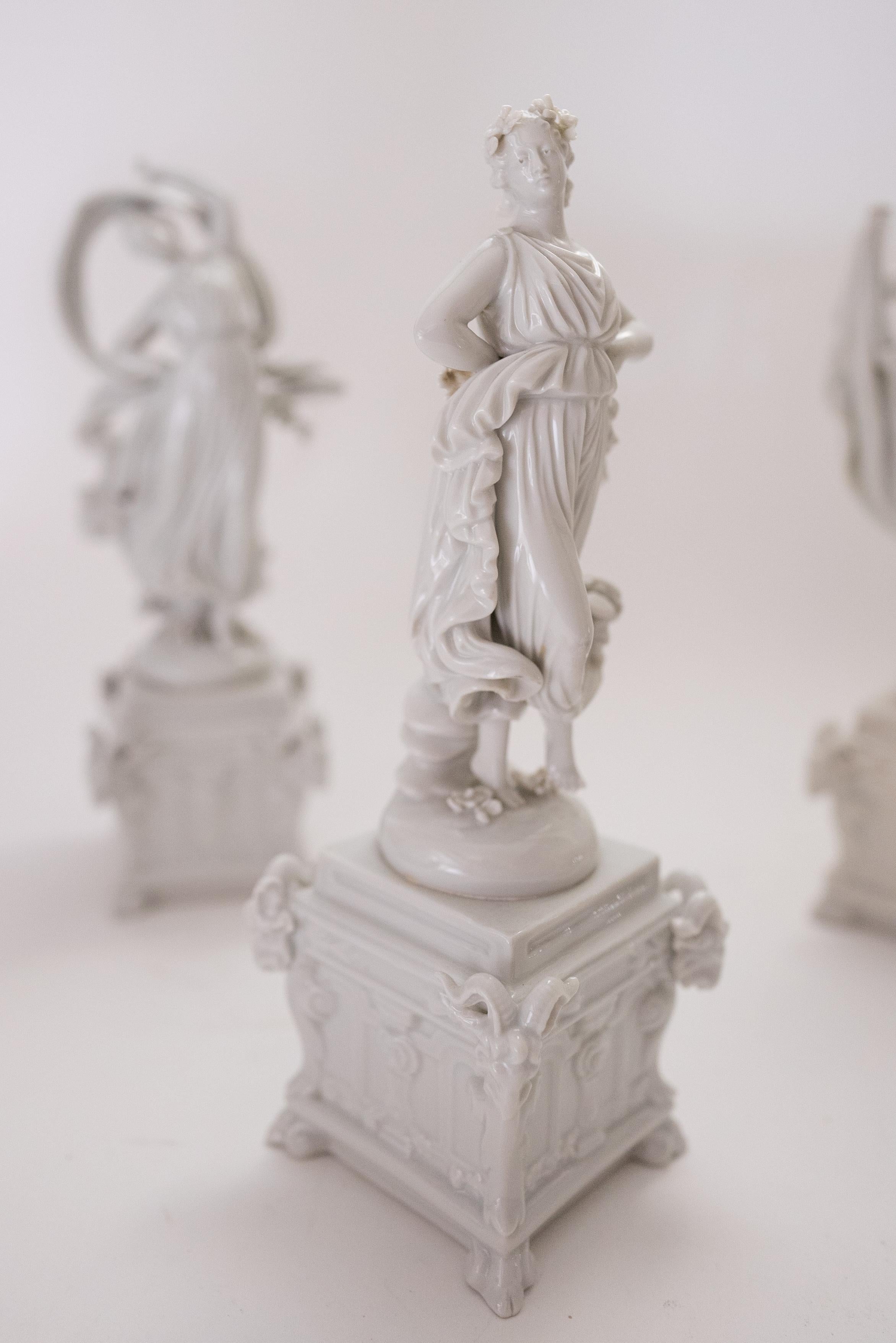 Four Capo Di Monte Porcelain Figurines, Blanc de Chine, Antique, Circa 1900 1