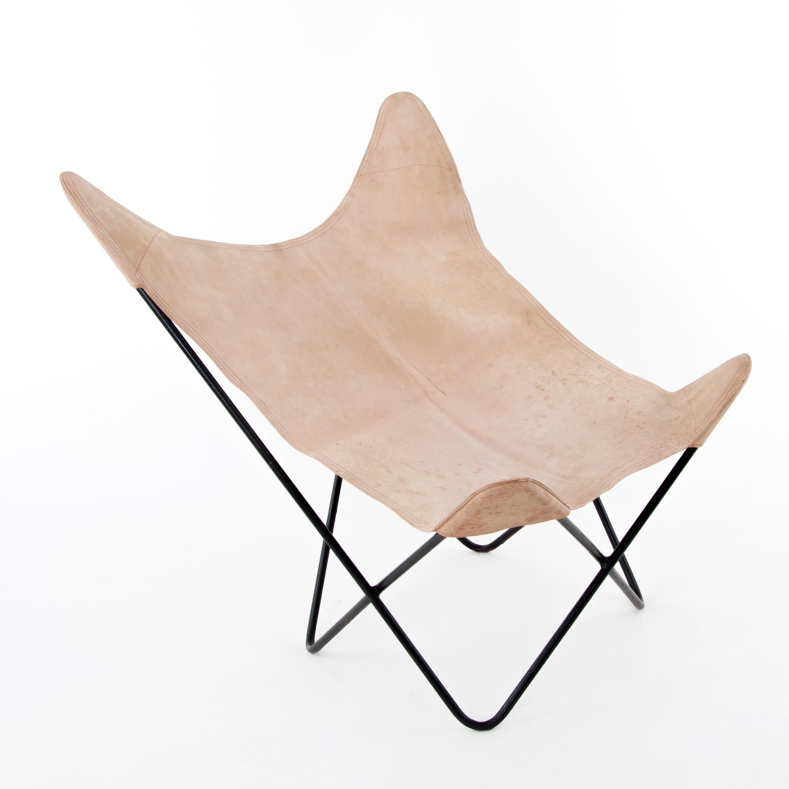 Quatre chaises Carl Aubock en cuir de cerf fabriquées sur mesure Fledermaus Sessel en vente 1