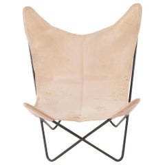 Four Carl Aubock Butterly Fledermaus Suede Leather Chairs, Vienna, 1960s