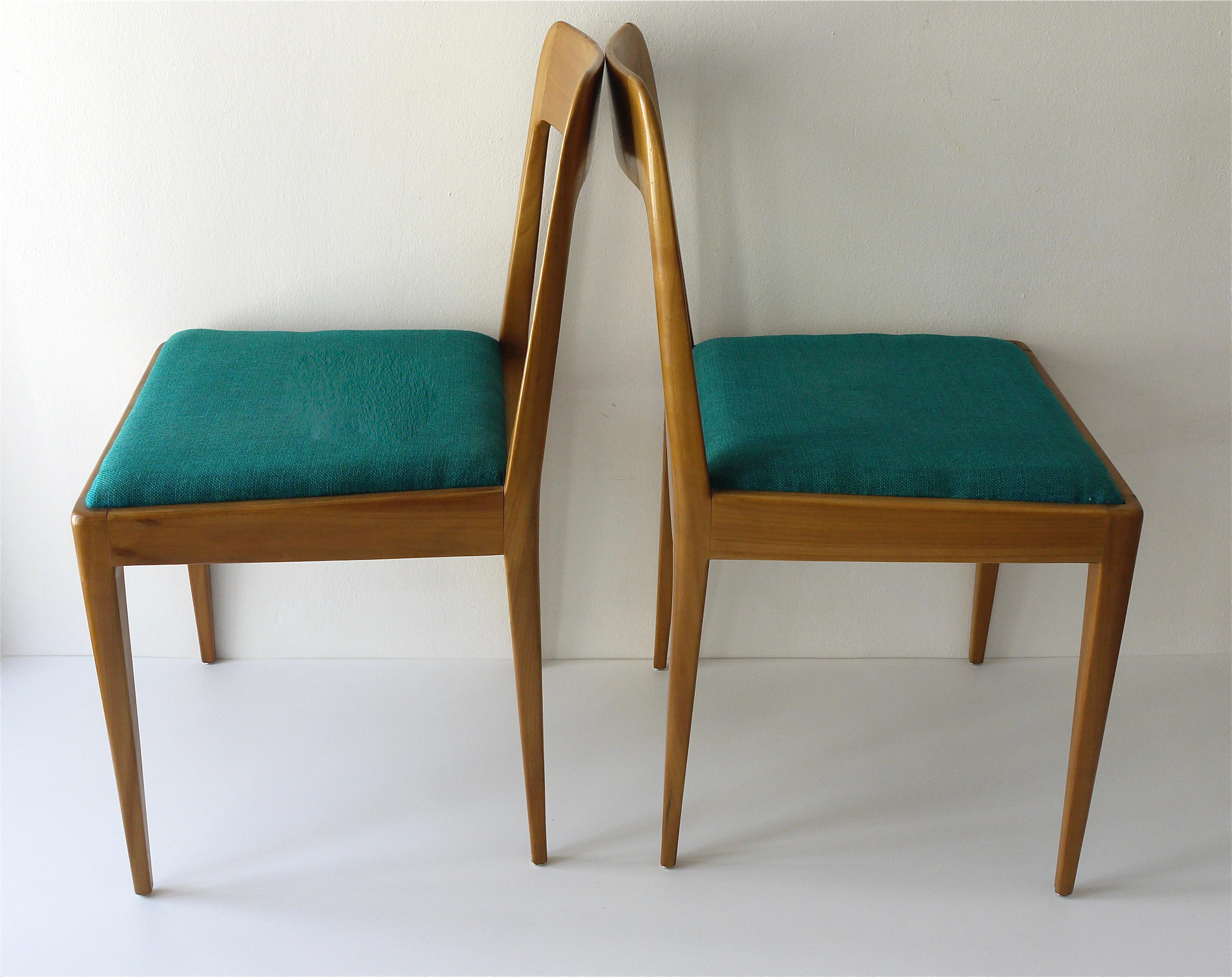 Four Carl Aubock Midcentury Walnut Chairs A7, Vienna, Austria, 1950s For Sale 5