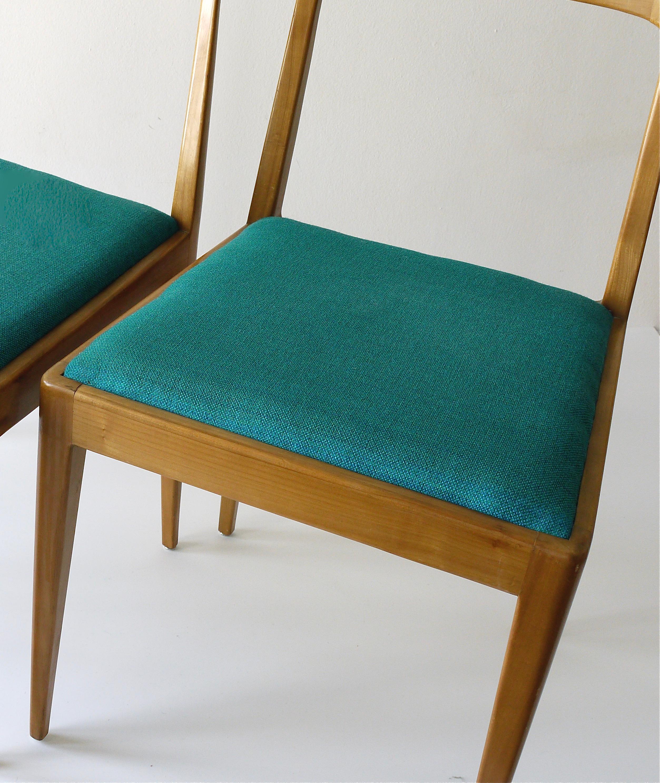 Four Carl Aubock Midcentury Walnut Chairs A7, Vienna, Austria, 1950s For Sale 6