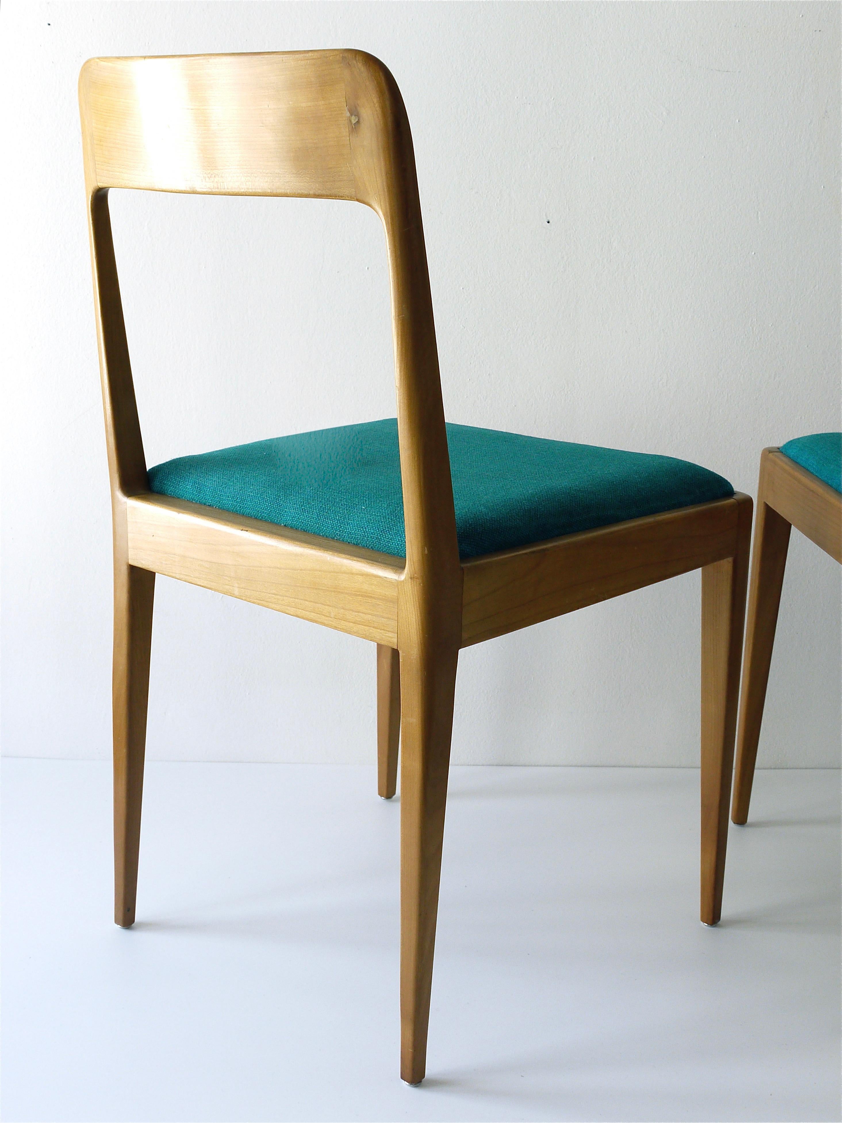 Four Carl Aubock Midcentury Walnut Chairs A7, Vienna, Austria, 1950s For Sale 7