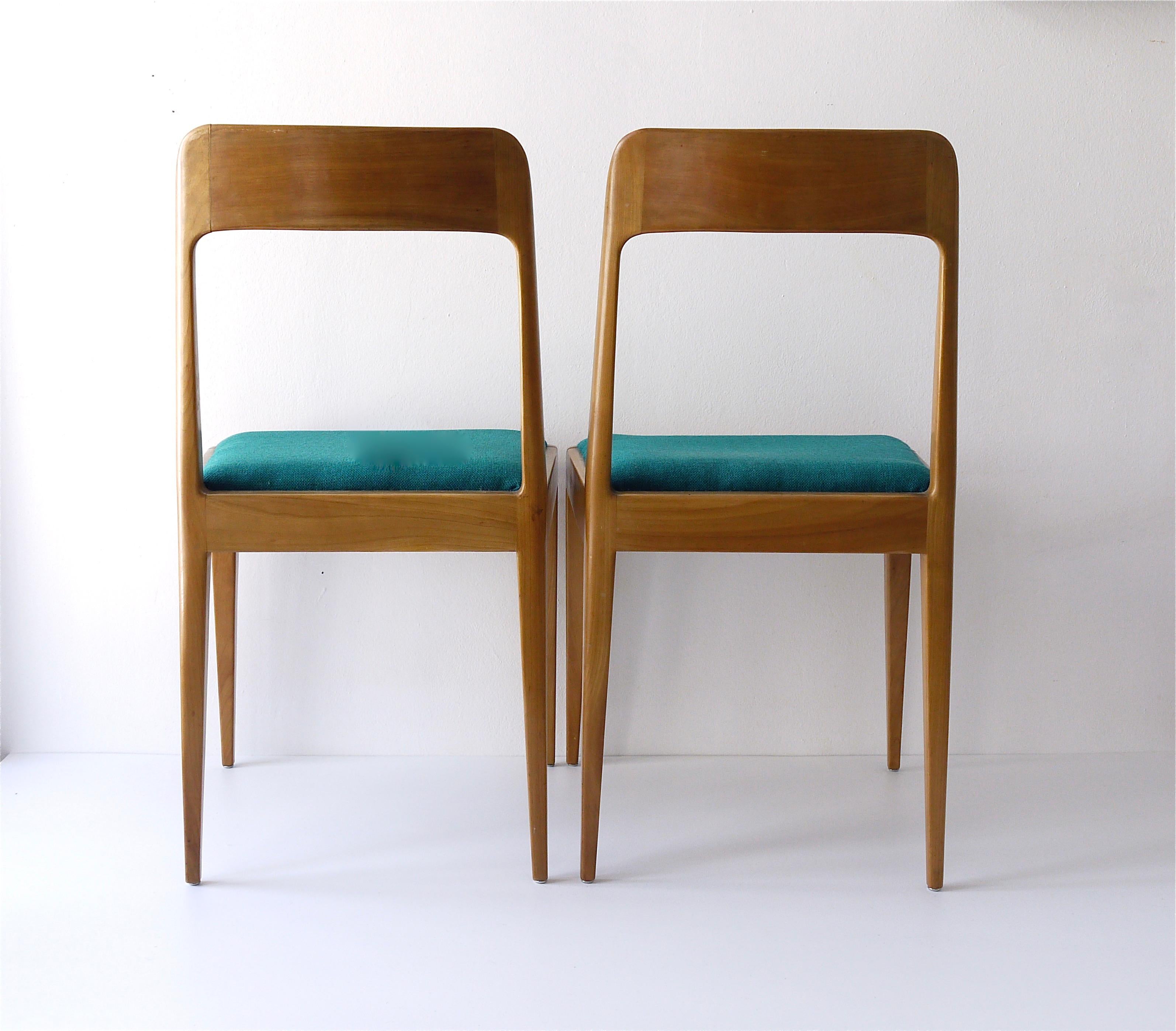 Four Carl Aubock Midcentury Walnut Chairs A7, Vienna, Austria, 1950s For Sale 8