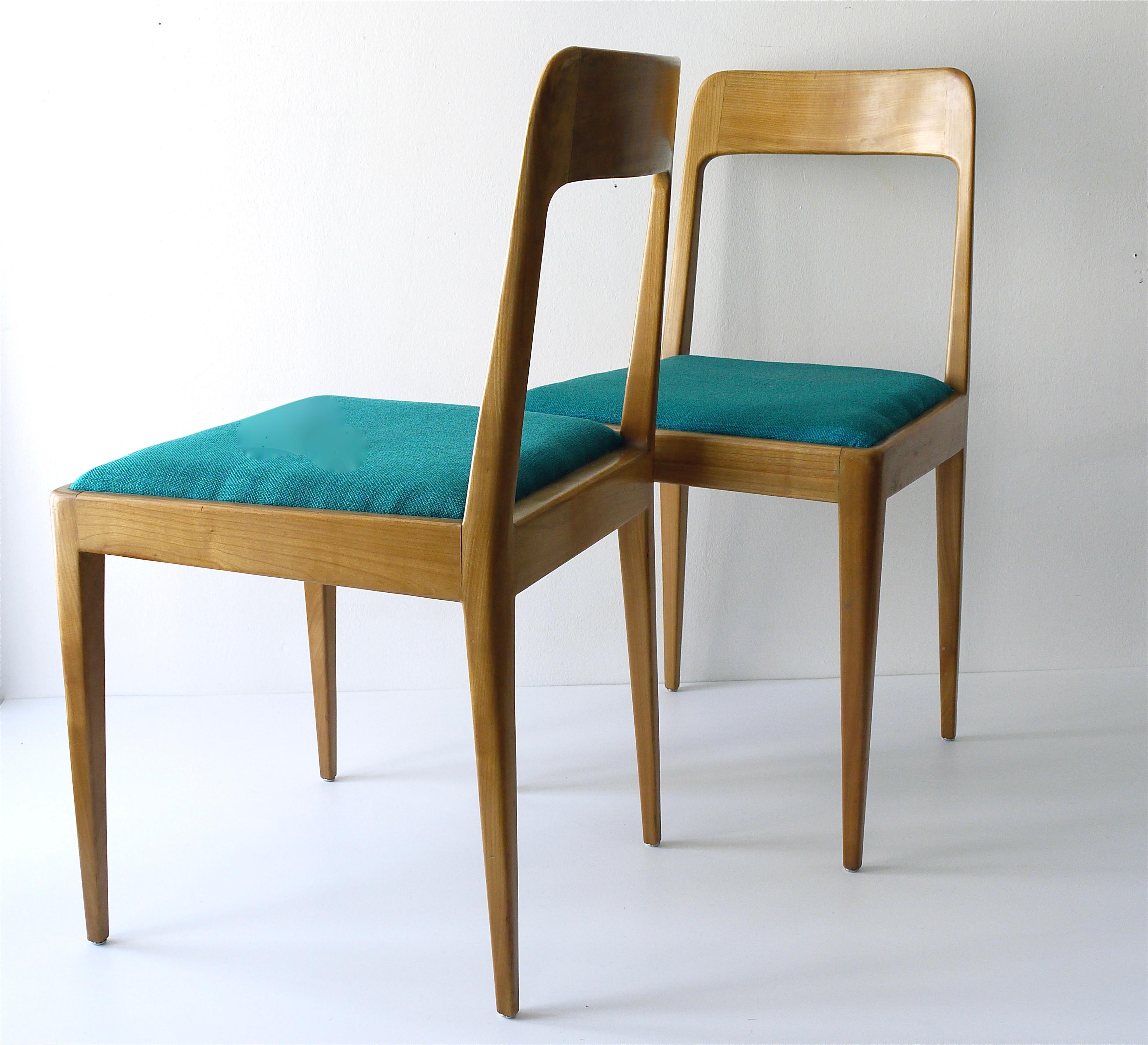Four Carl Aubock Midcentury Walnut Chairs A7, Vienna, Austria, 1950s For Sale 9