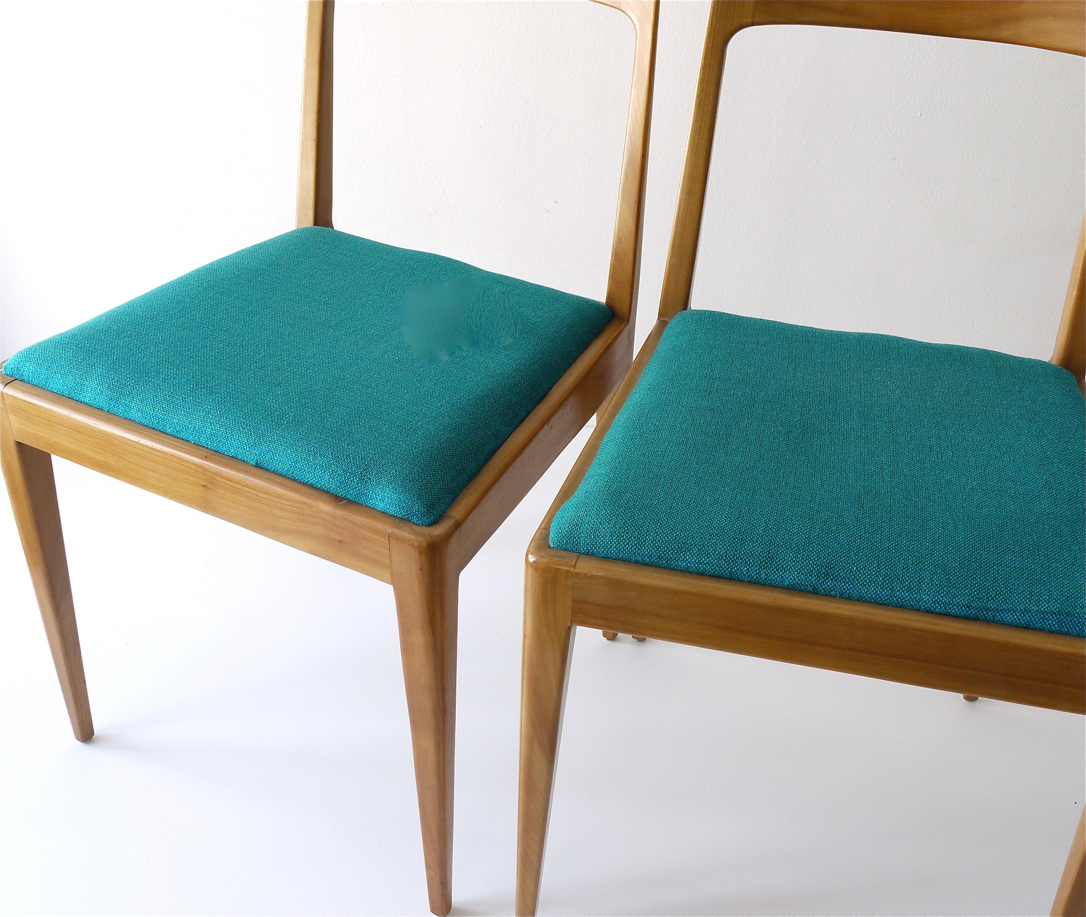 Four Carl Aubock Midcentury Walnut Chairs A7, Vienna, Austria, 1950s For Sale 11