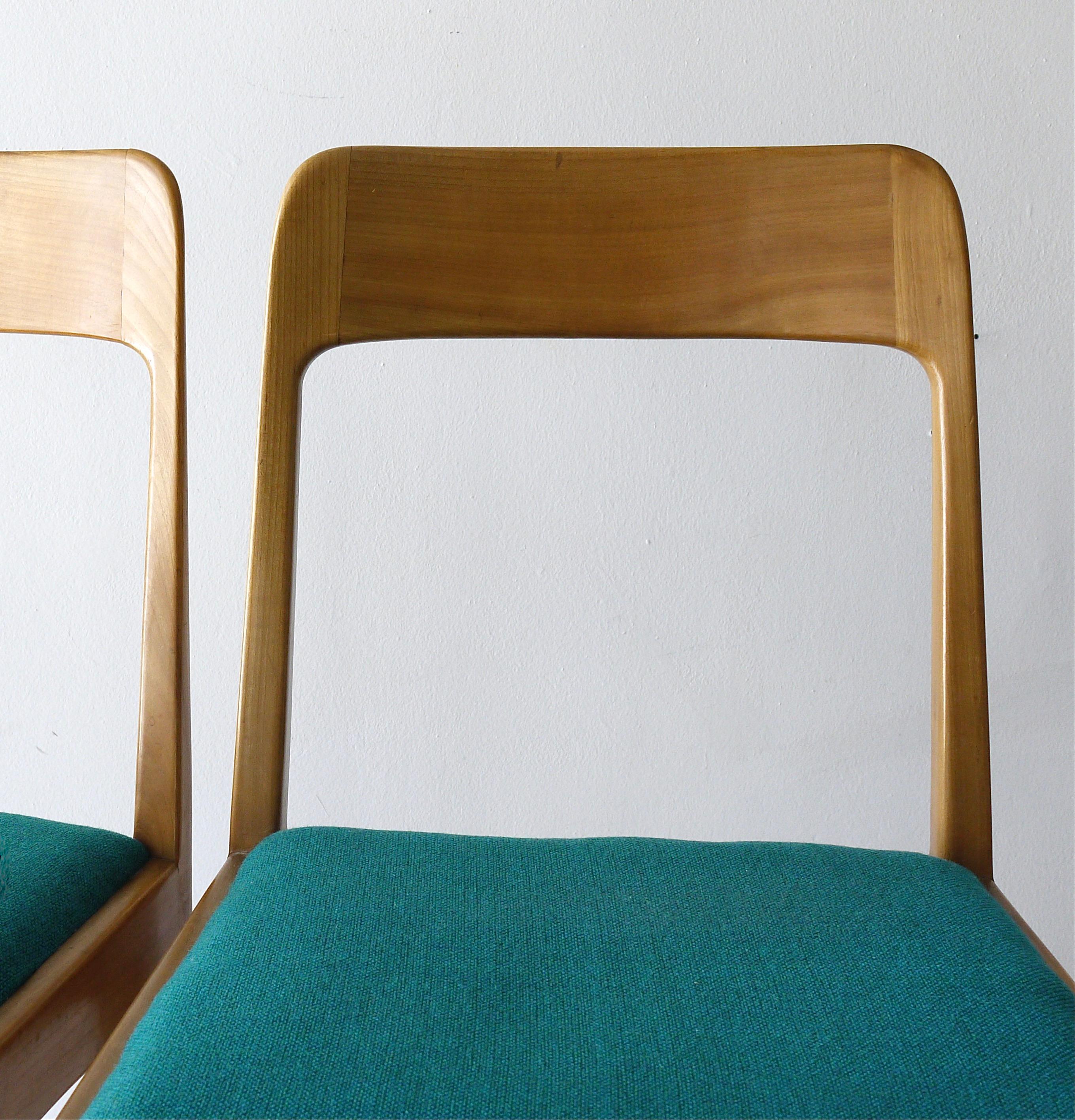 Four Carl Aubock Midcentury Walnut Chairs A7, Vienna, Austria, 1950s For Sale 12