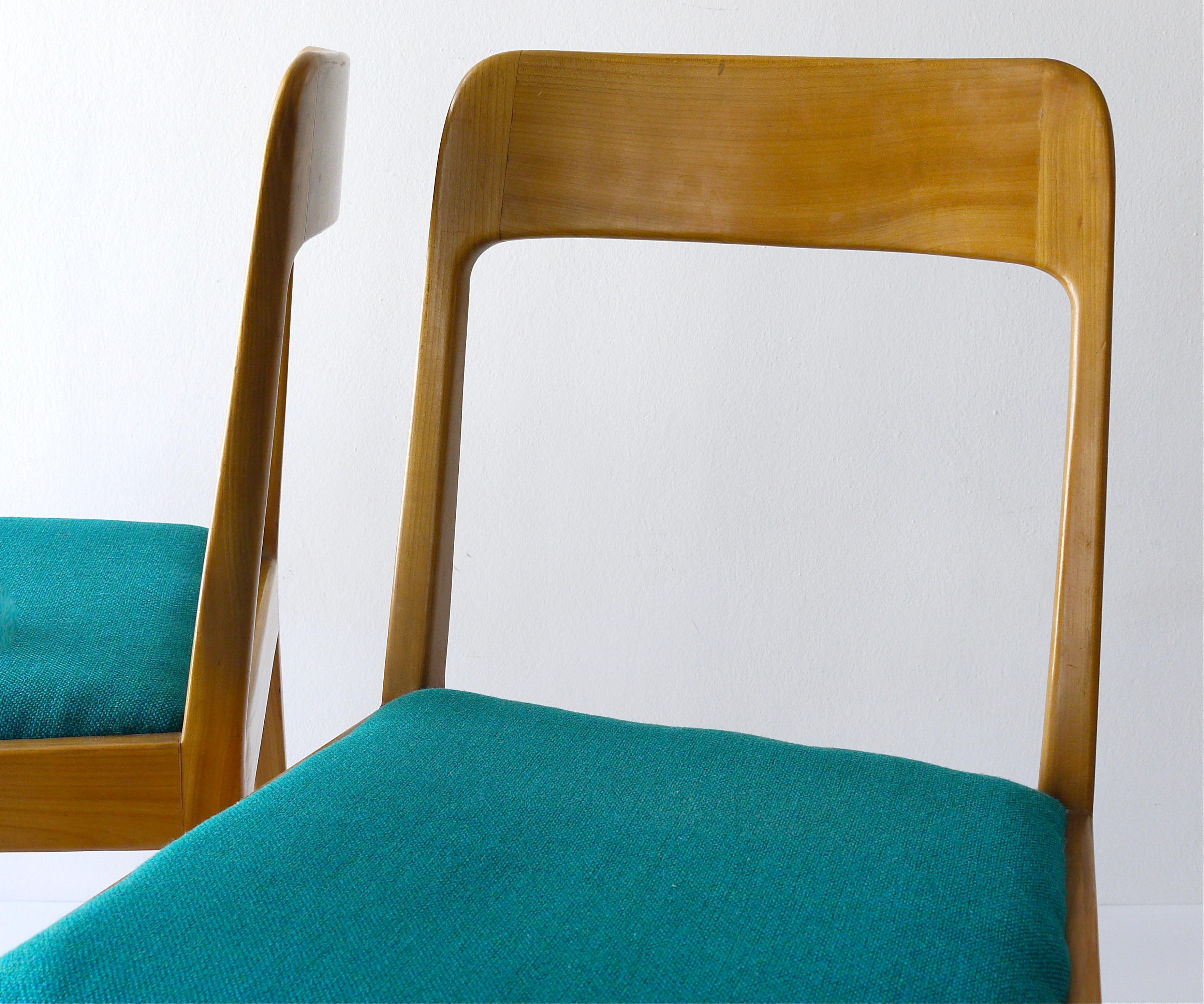 Four Carl Aubock Midcentury Walnut Chairs A7, Vienna, Austria, 1950s For Sale 13