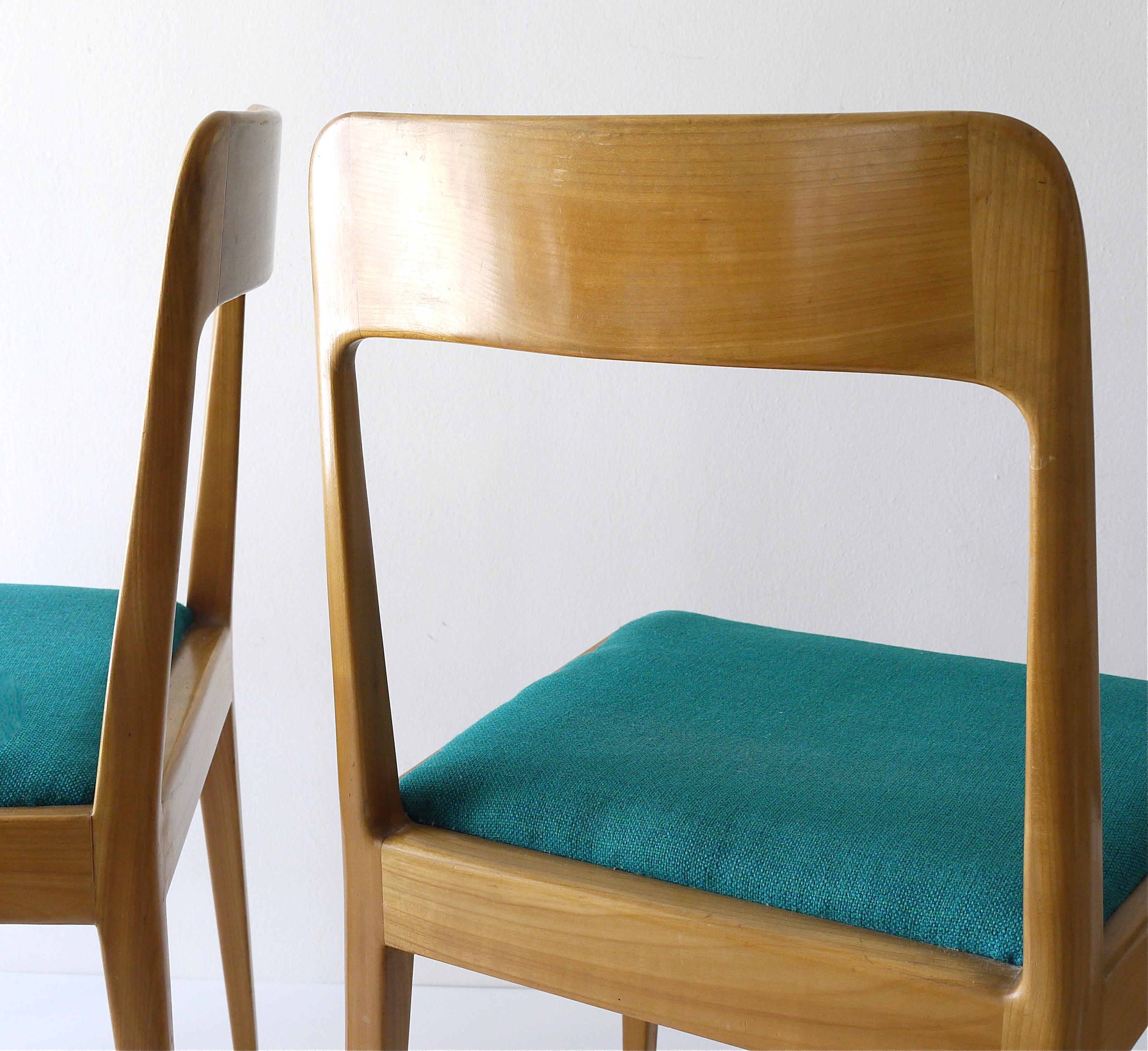 Four Carl Aubock Midcentury Walnut Chairs A7, Vienna, Austria, 1950s For Sale 14