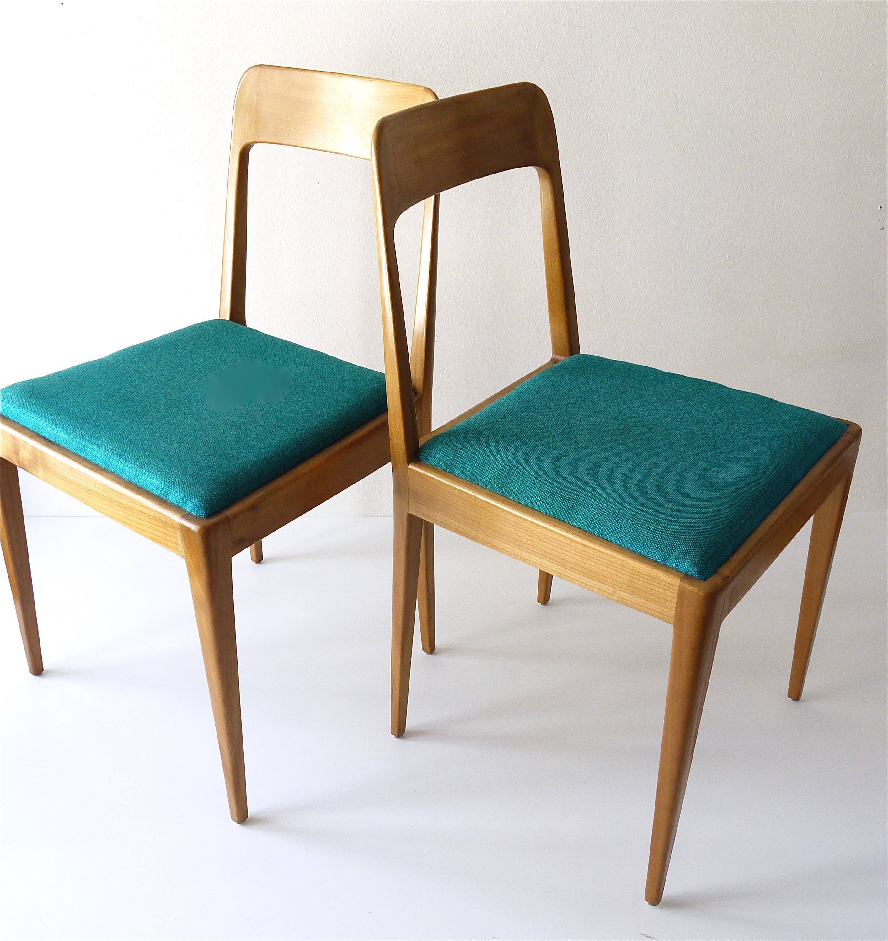 Mid-Century Modern Four Carl Aubock Midcentury Walnut Chairs A7, Vienna, Austria, 1950s For Sale