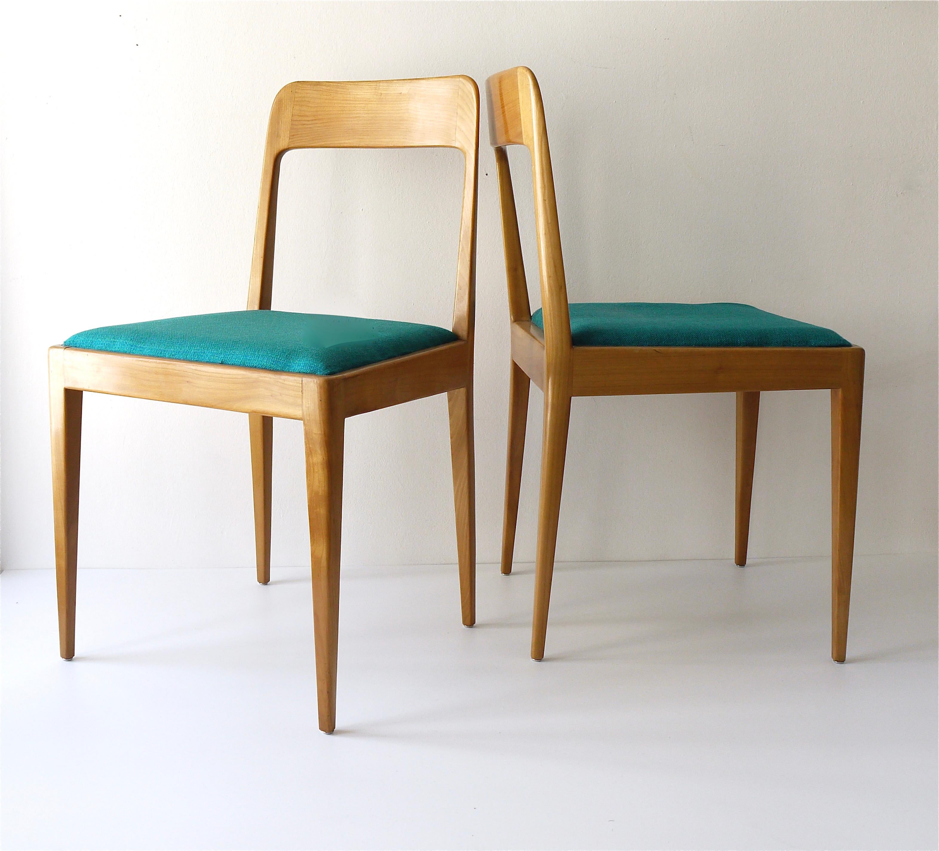 Austrian Four Carl Aubock Midcentury Walnut Chairs A7, Vienna, Austria, 1950s For Sale