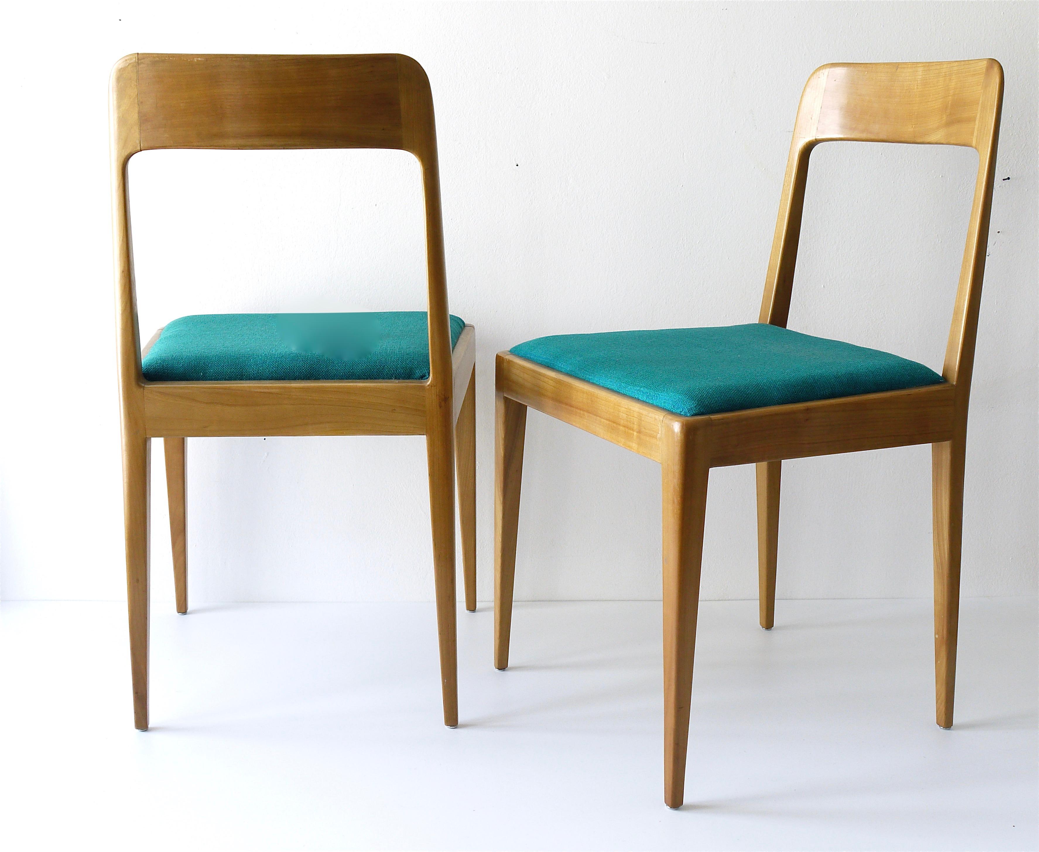 20th Century Four Carl Aubock Midcentury Walnut Chairs A7, Vienna, Austria, 1950s For Sale