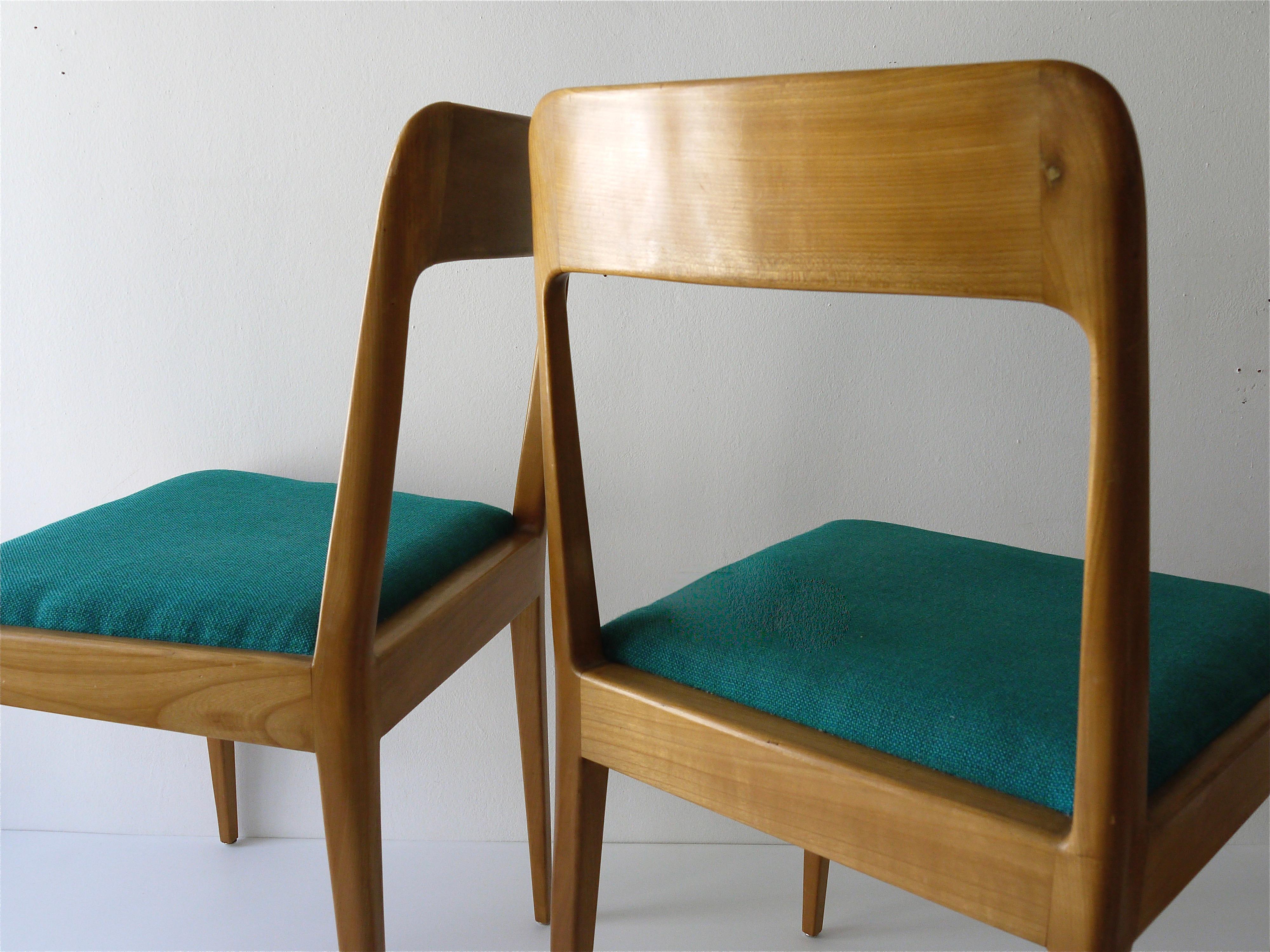 Four Carl Aubock Midcentury Walnut Chairs A7, Vienna, Austria, 1950s For Sale 2