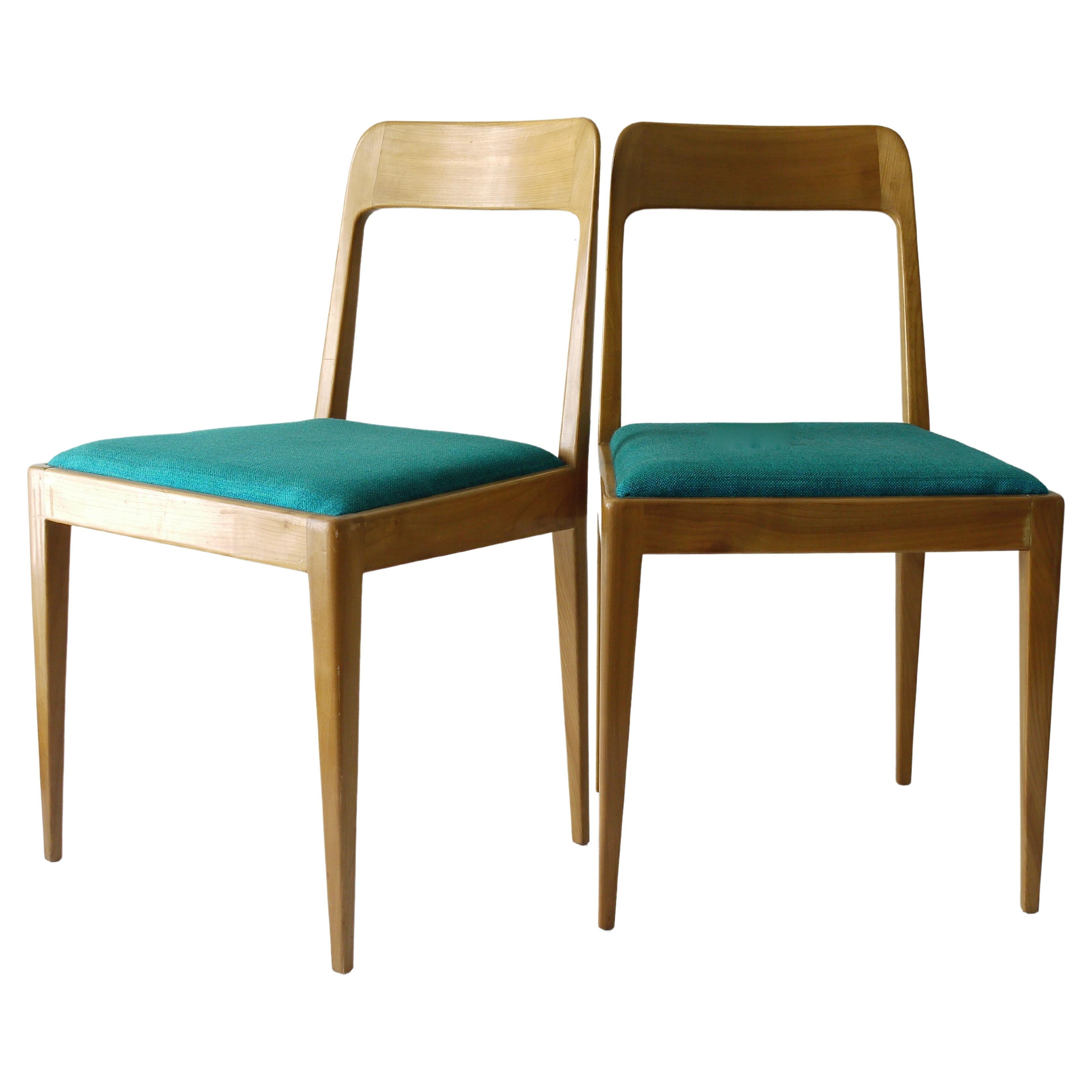 Four Carl Aubock Midcentury Walnut Chairs A7, Vienna, Austria, 1950s For Sale