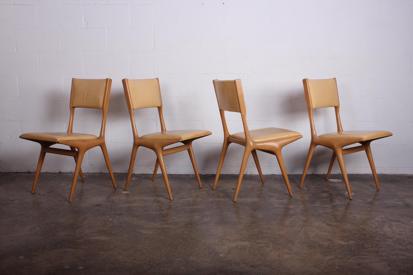 Leather Four Carlo de Carli Chairs for Singer and Sons