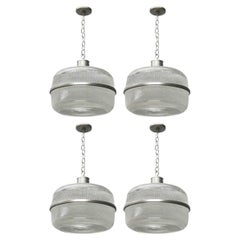 Four Ceiling Fixtures in Holophane Glass, USA