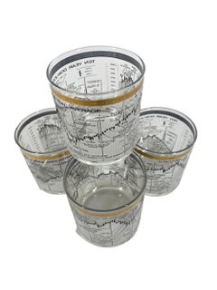 Four Cera, Ten Year Dow-Jones Industrial Average Rocks Glasses 1958-1968