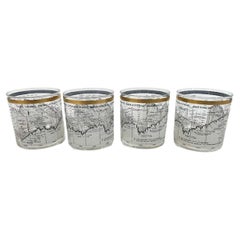 Four Cera, Ten Year Dow-Jones Industrial Average Rocks Glasses 1958-1968