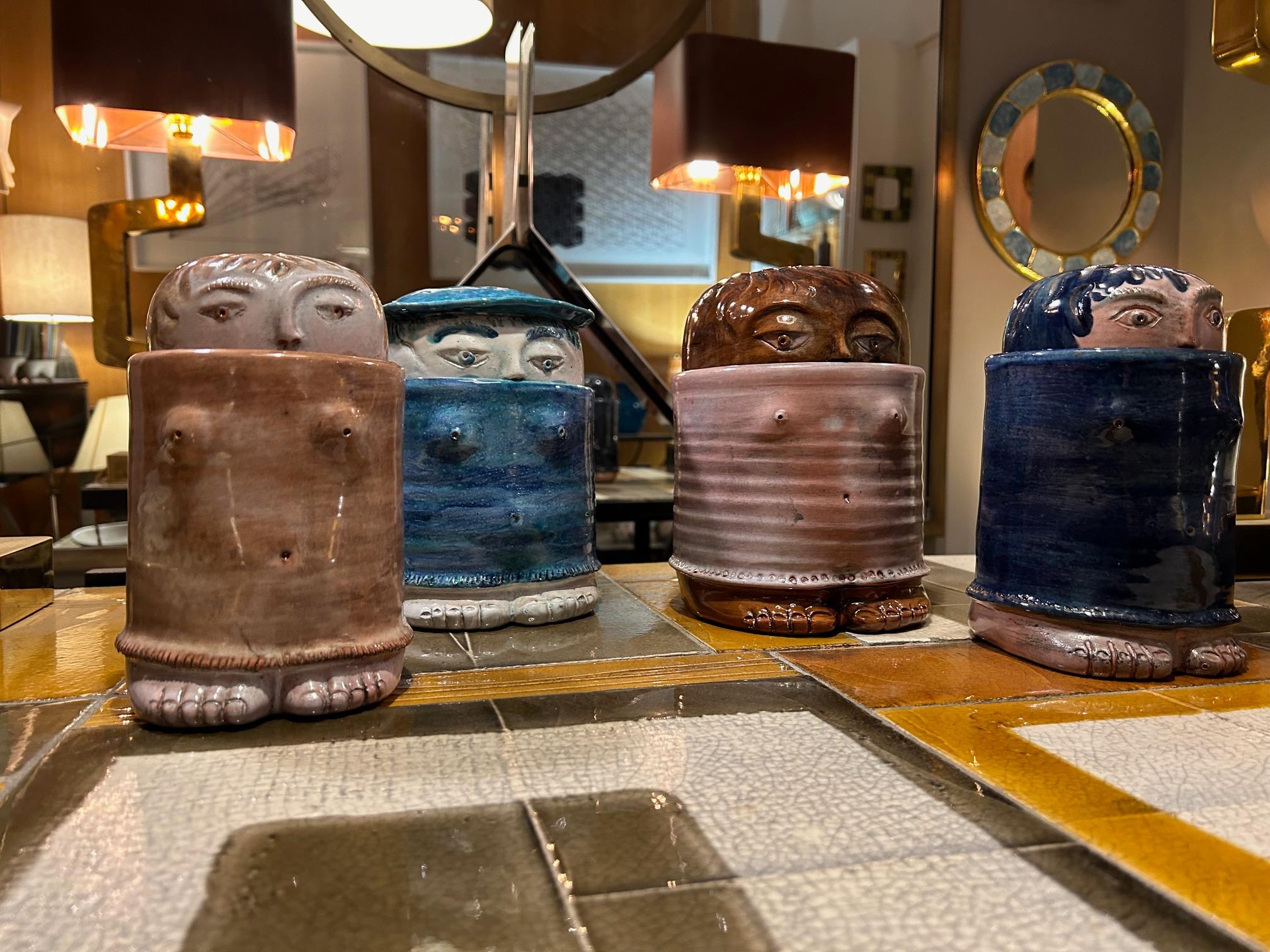 Vier Keramikkisten von Cloutier, Frankreich, 1960er Jahre (Französisch) im Angebot