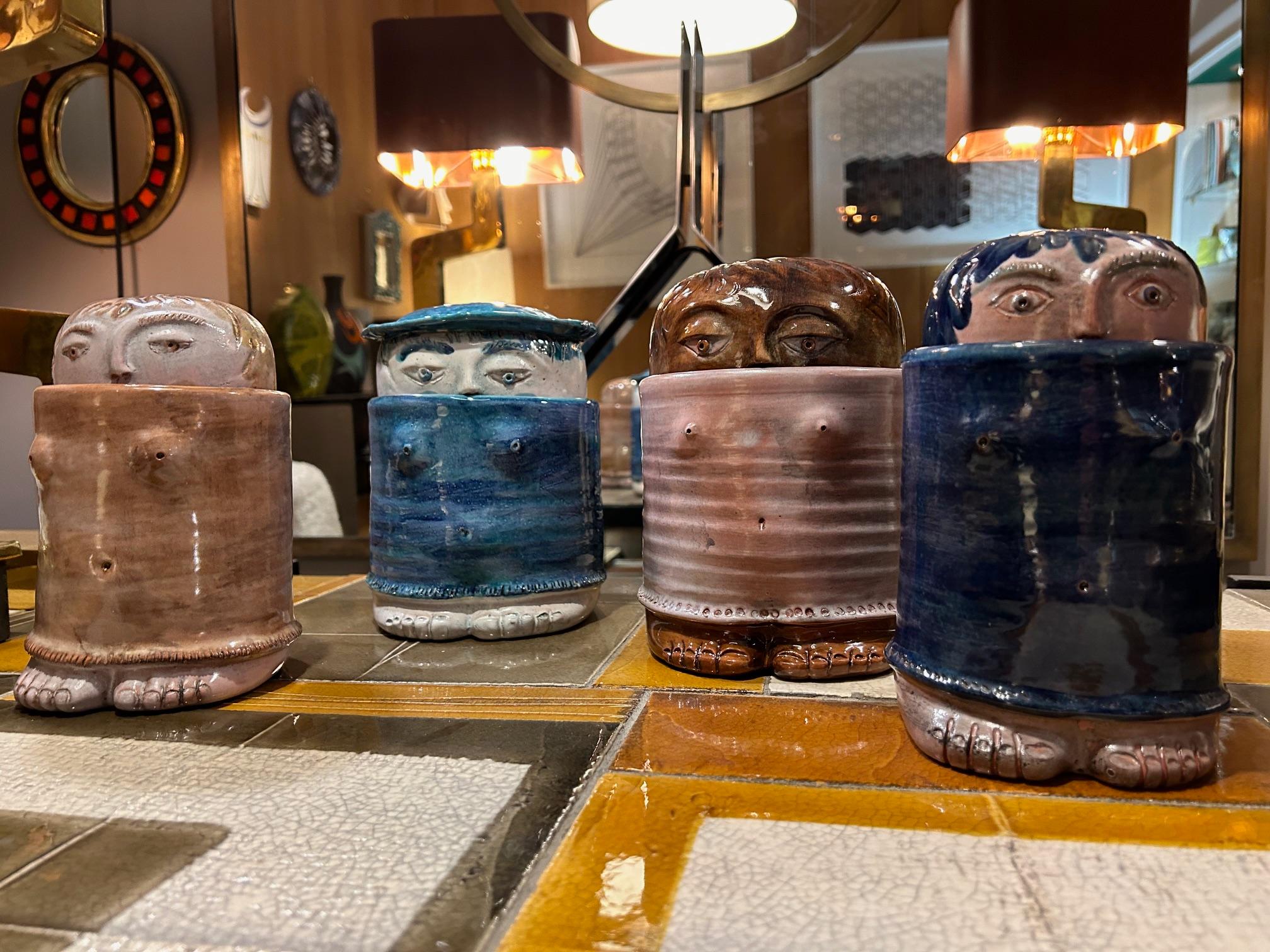 Four ceramic boxes by Cloutier, France, 1960's In Good Condition For Sale In Paris, FR