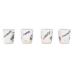 Four Ceramic Cups with Cars from Different Brands