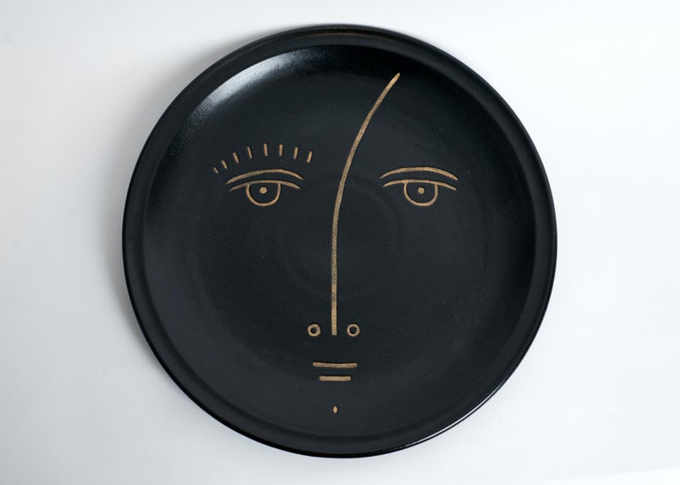 Four Ceramic Decorative Plates with Faces Signed by Dalo 1