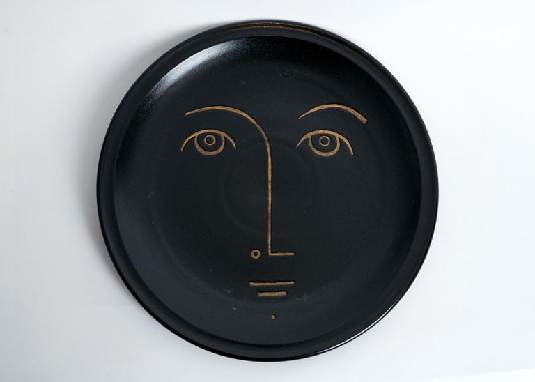 Four Ceramic Decorative Plates with Faces Signed by Dalo 2