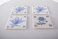 Four Ceramic Tiles Blue and White