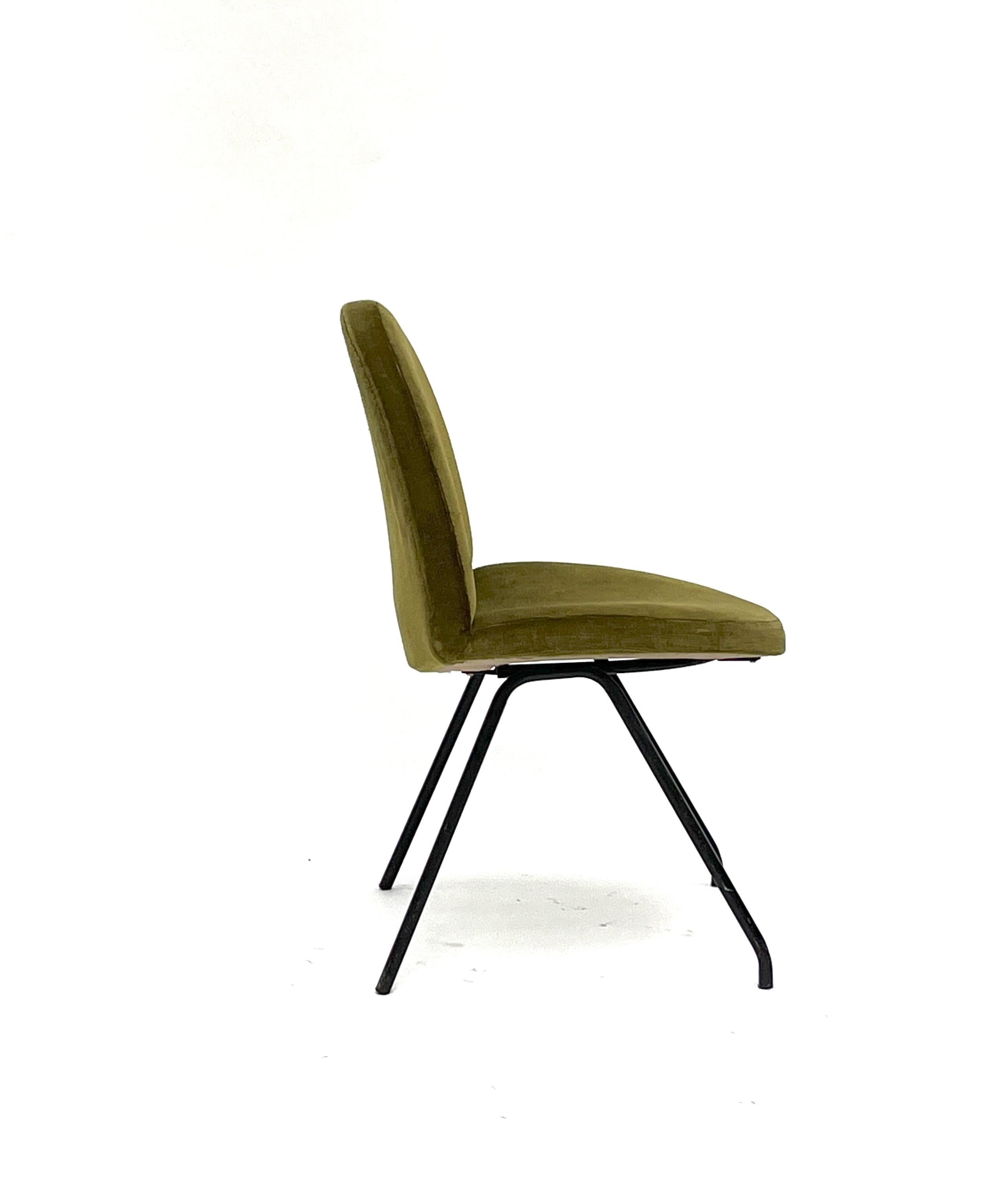 French Four Green Chairs 771 by Joseph André Motte, Steiner, 1958 For Sale