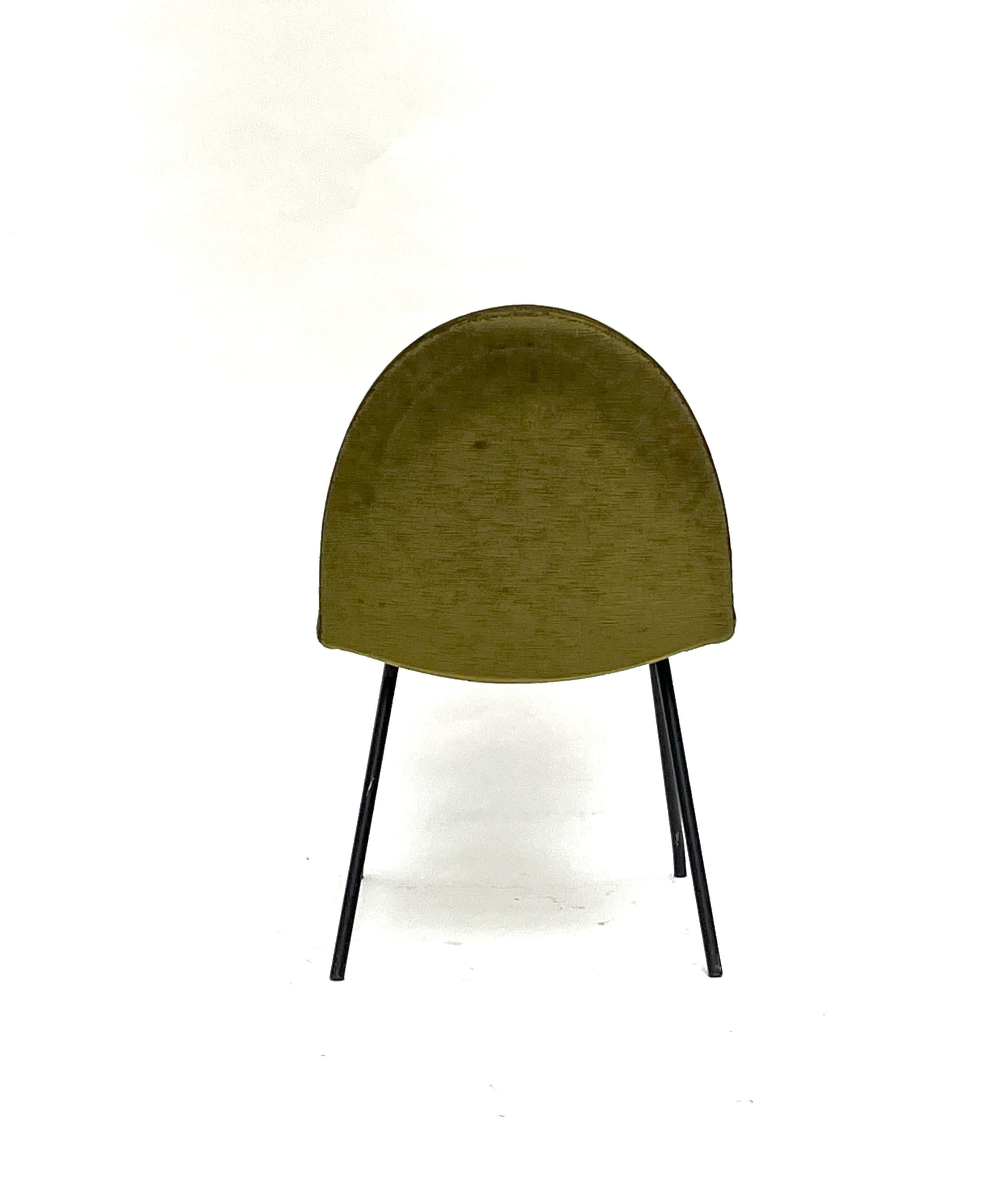 French Four Green Chairs 771 by Joseph André Motte, Steiner, 1958 For Sale