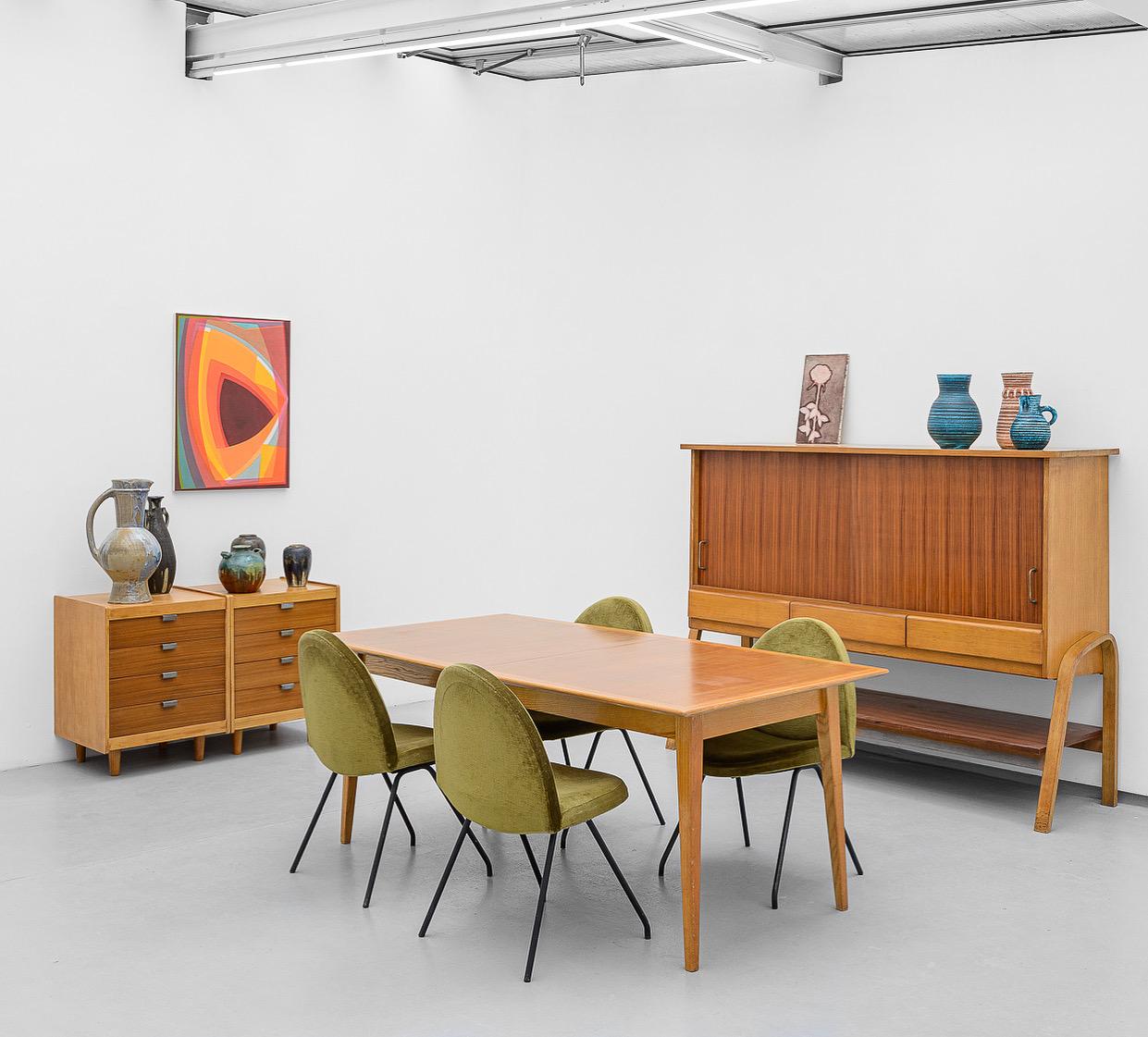 Mid-20th Century Four Green Chairs 771 by Joseph André Motte, Steiner, 1958 For Sale